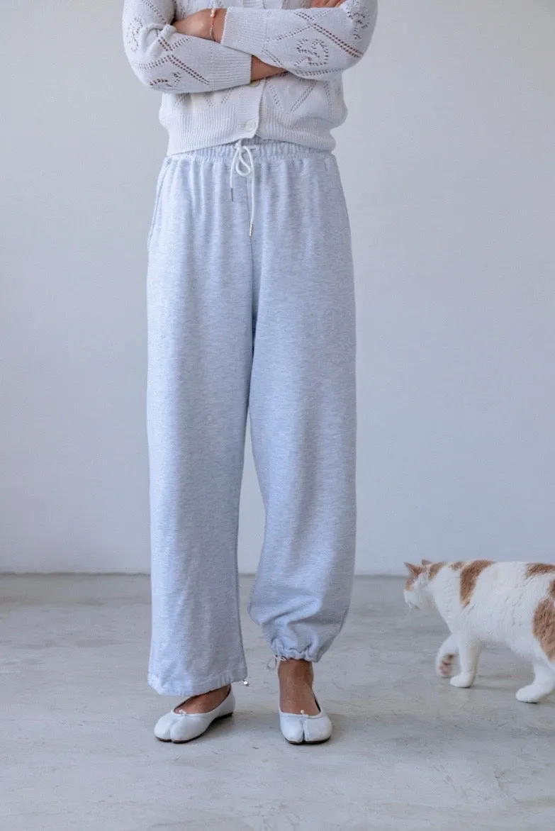 ( LIGHT GREY / BLACK ) COTTON SWEAT PANTS *LAST 2*