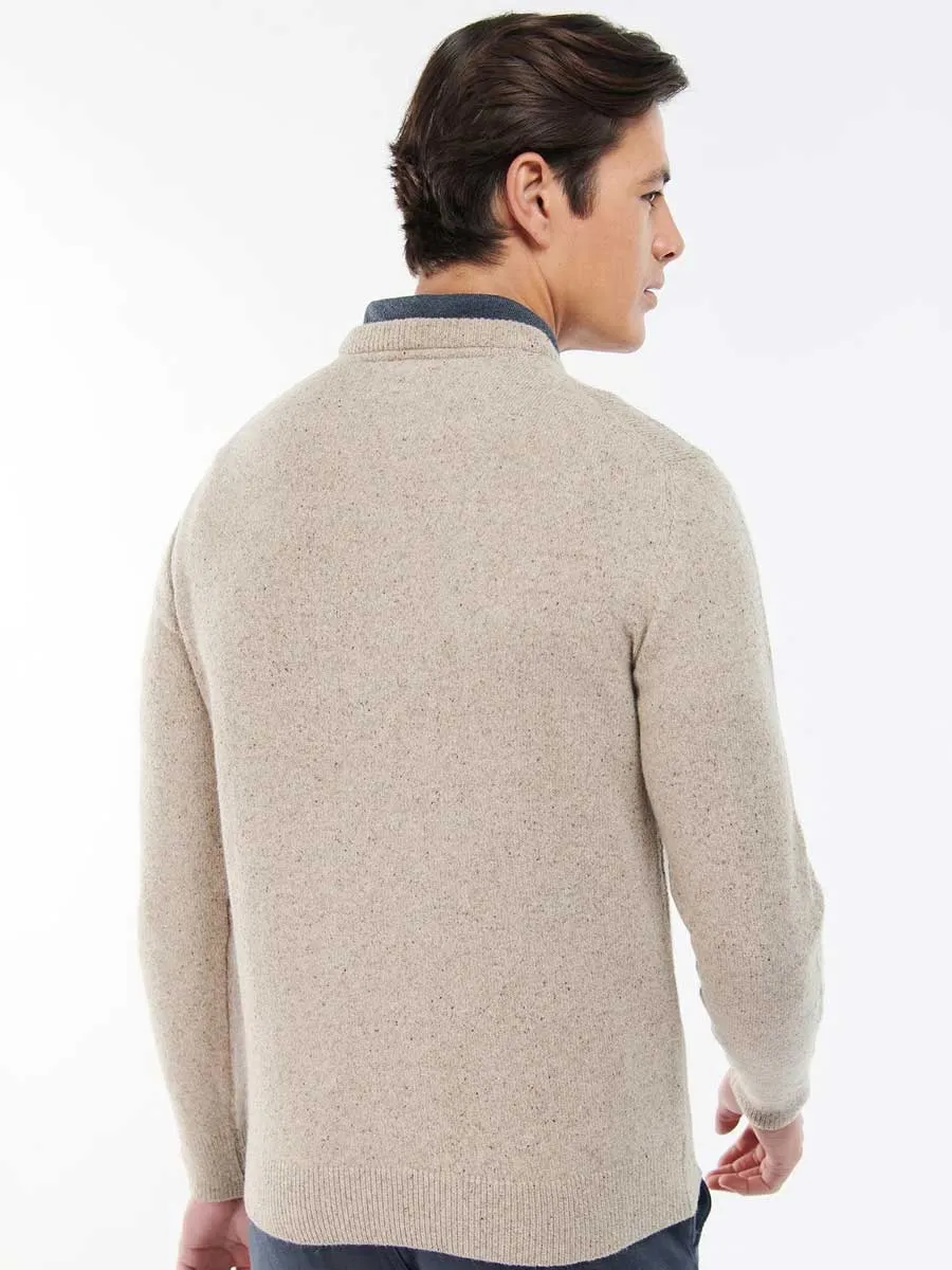 BARBOUR Tisbury Lambswool Crew Neck Pullover - Mens - Stone