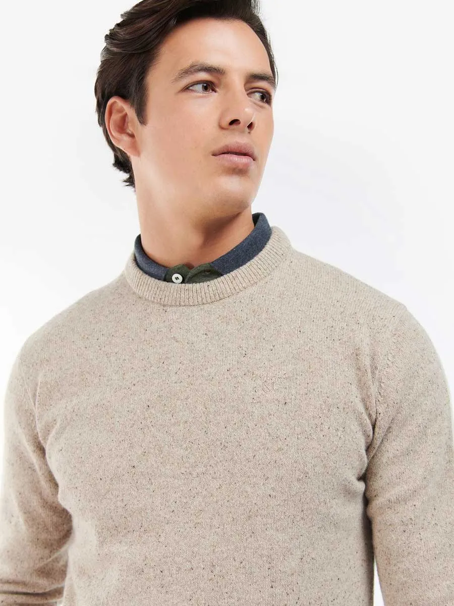 BARBOUR Tisbury Lambswool Crew Neck Pullover - Mens - Stone