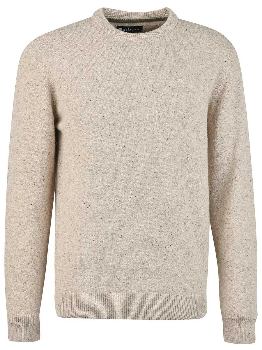 BARBOUR Tisbury Lambswool Crew Neck Pullover - Mens - Stone