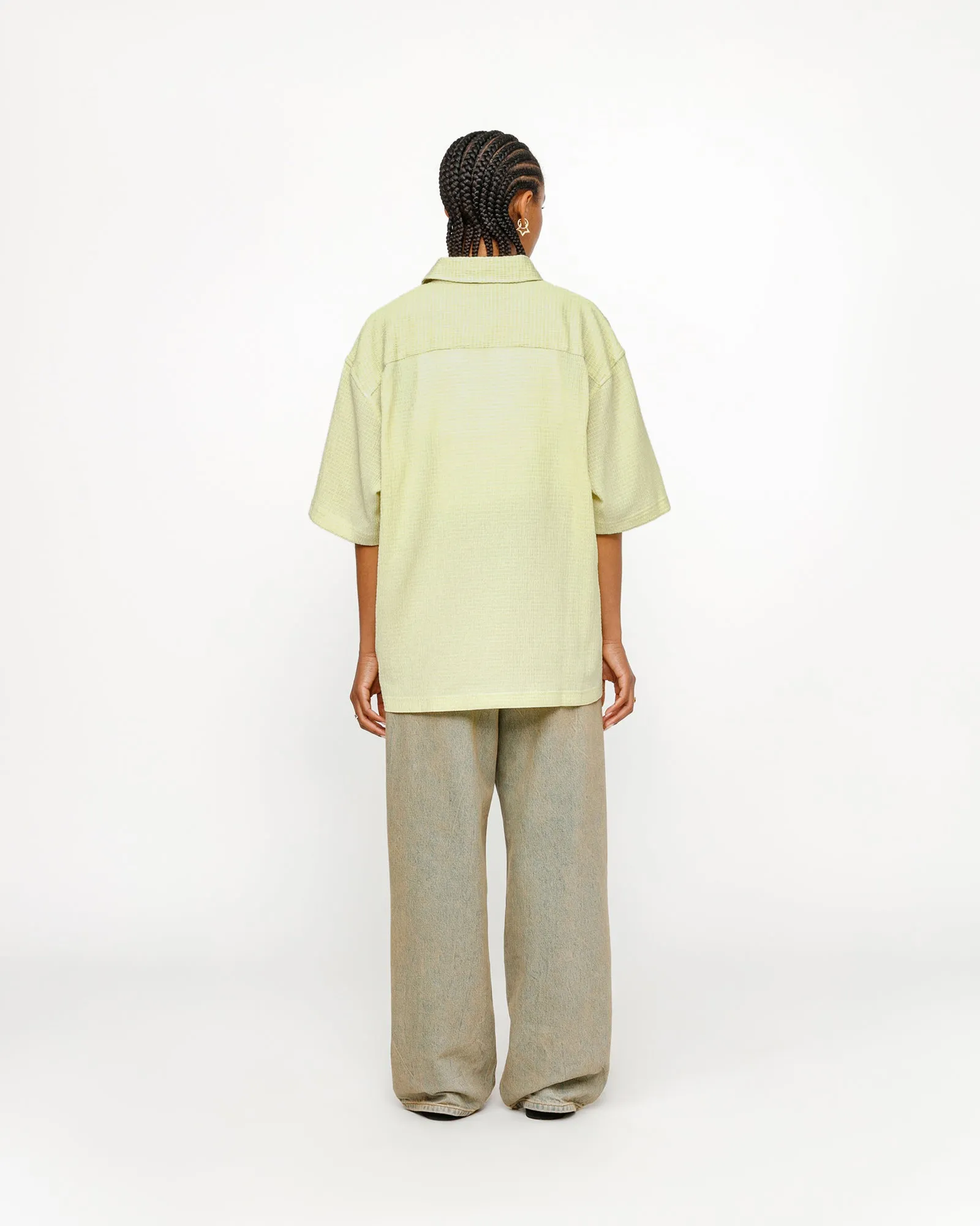 BOXY FLAT HEM SHIRT CRINKLED