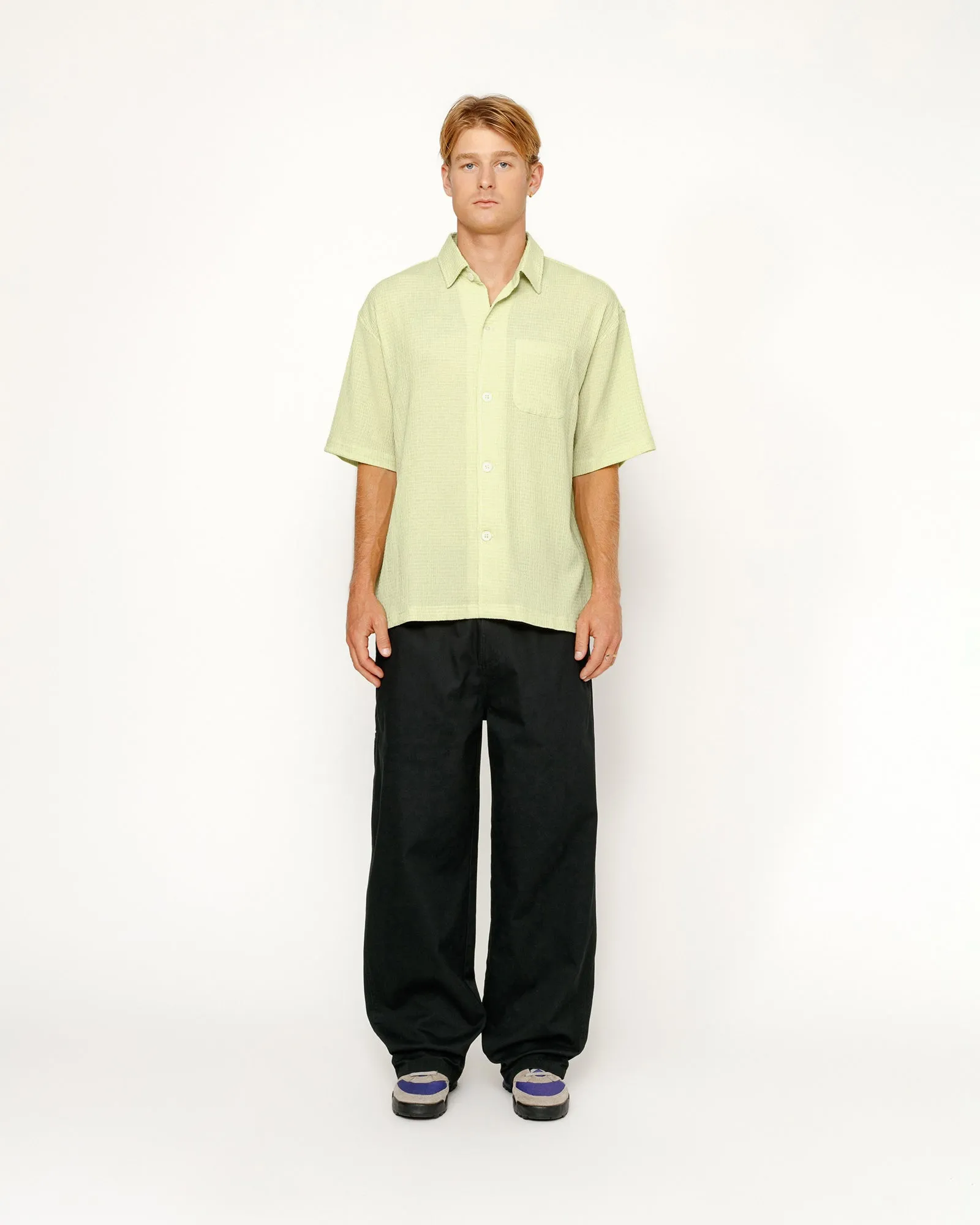 BOXY FLAT HEM SHIRT CRINKLED