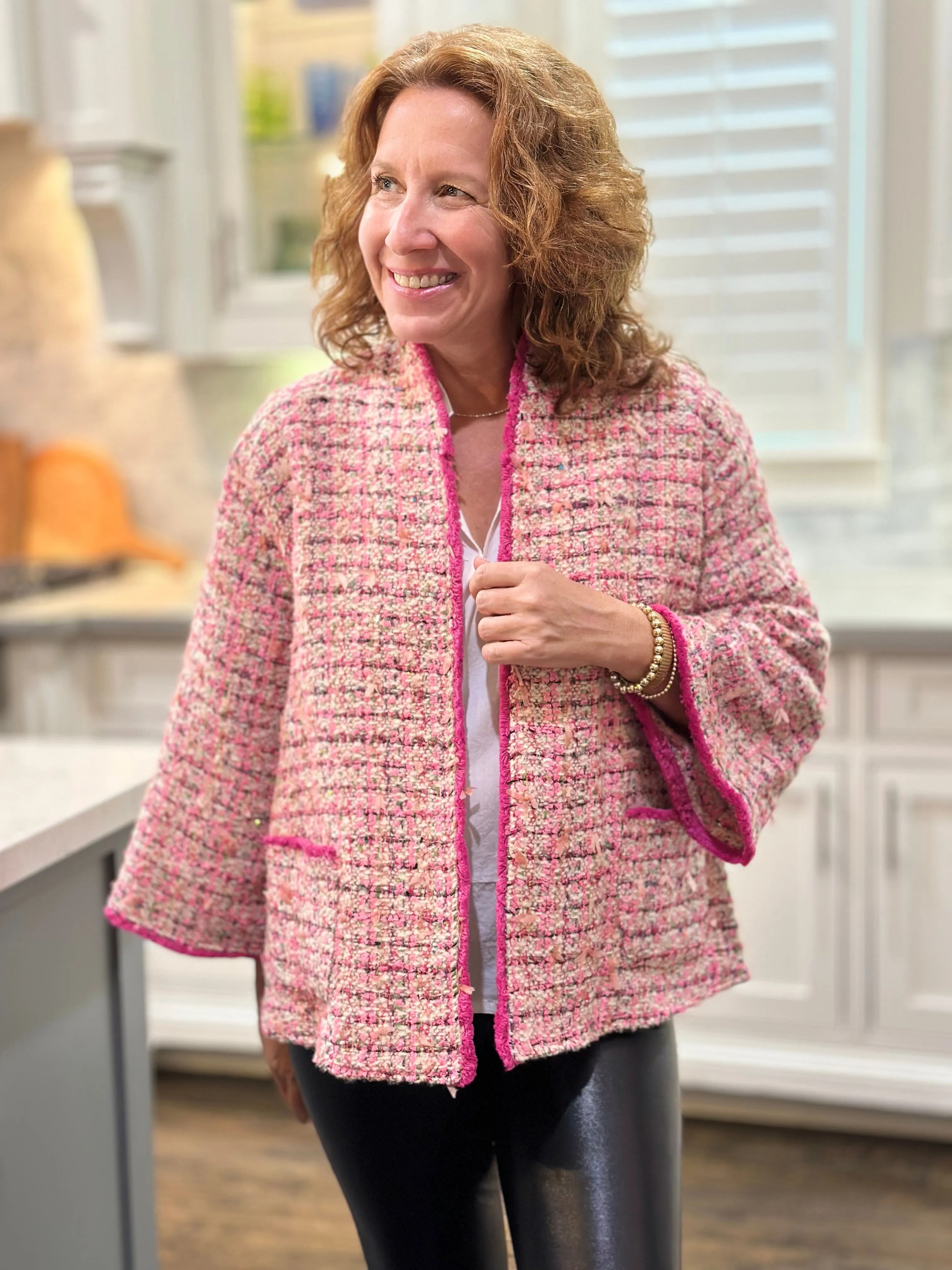 Caryn Lawn Bridget Tweed Jacket in Pink