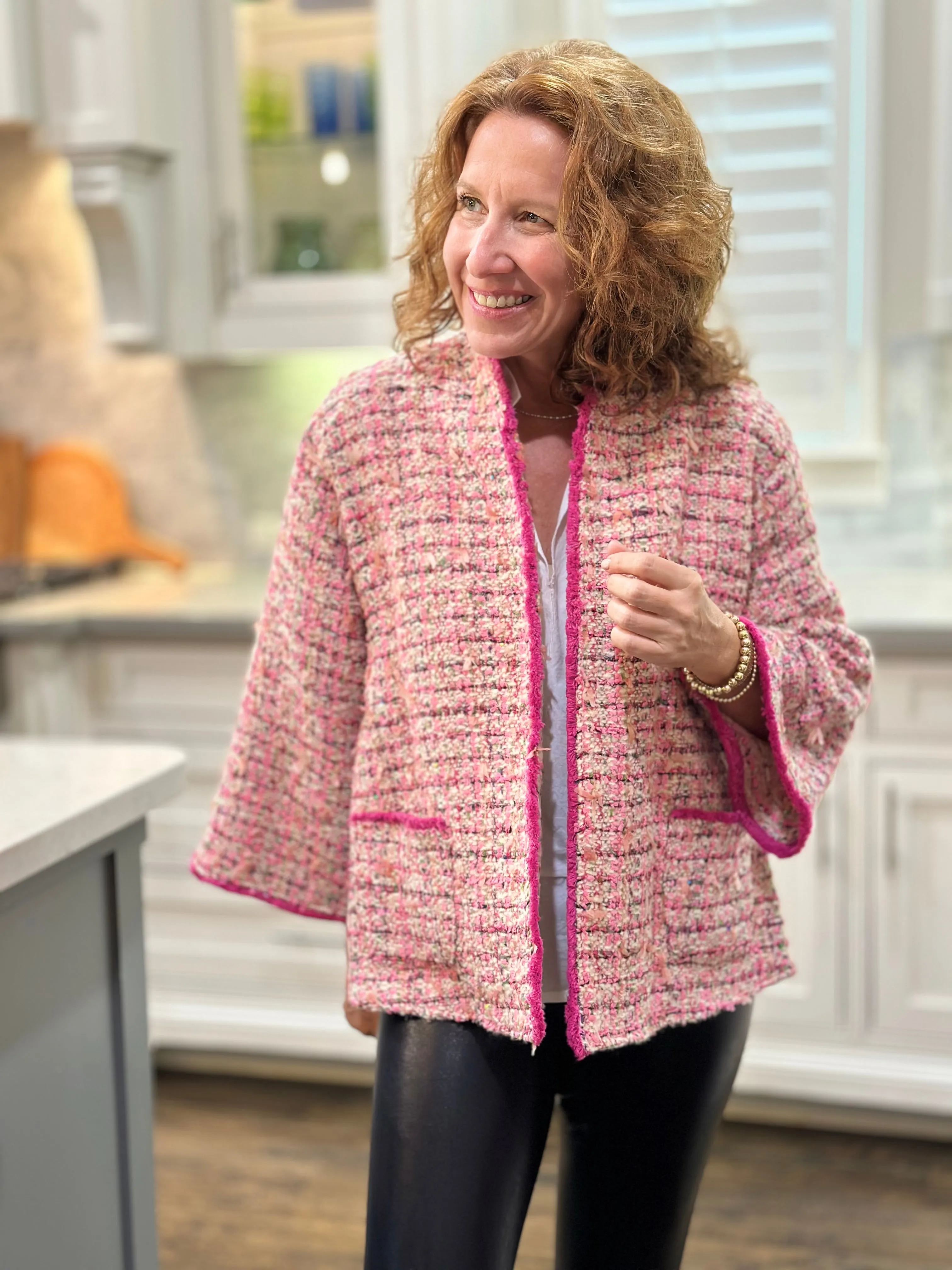 Caryn Lawn Bridget Tweed Jacket in Pink