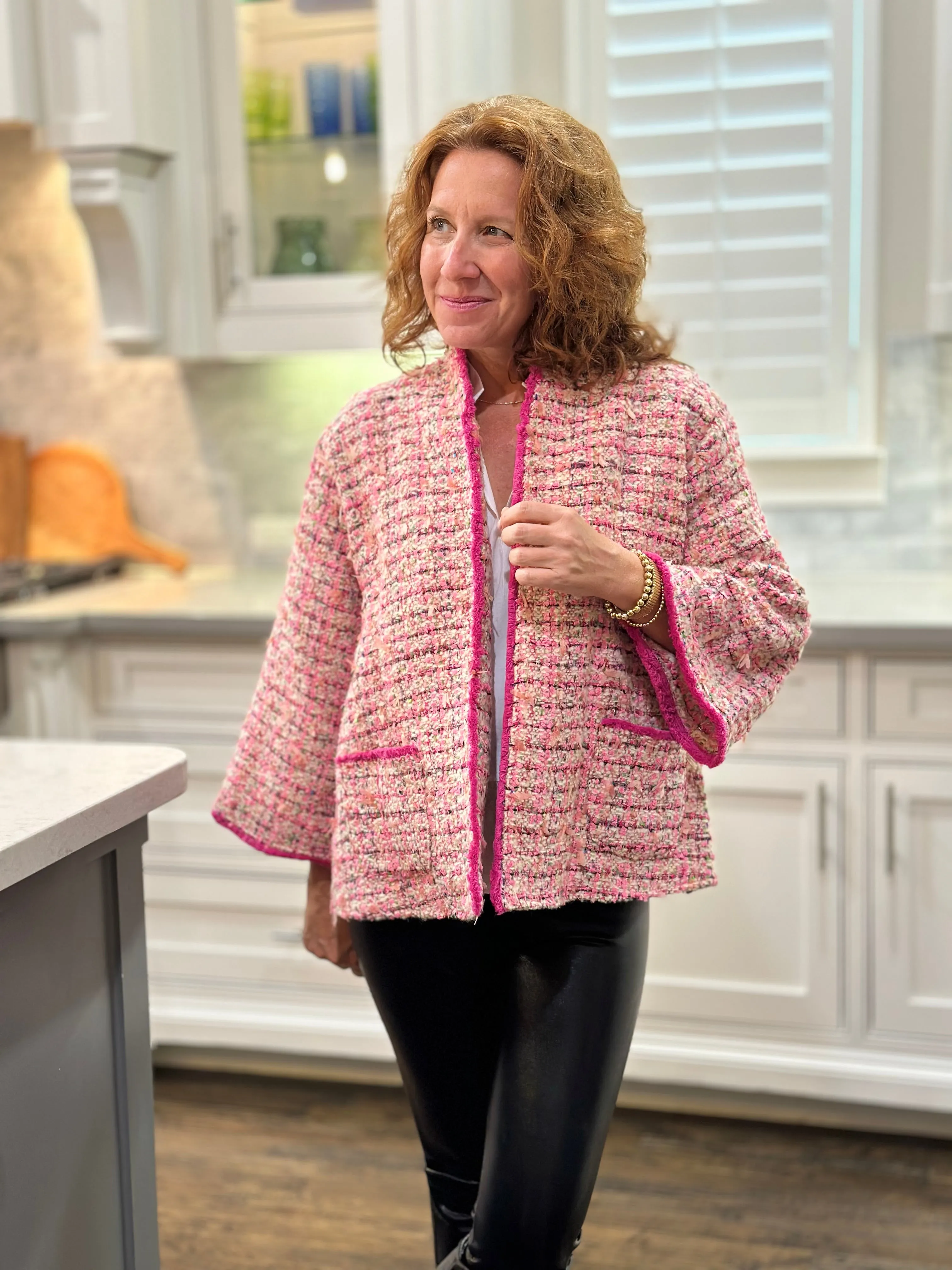 Caryn Lawn Bridget Tweed Jacket in Pink