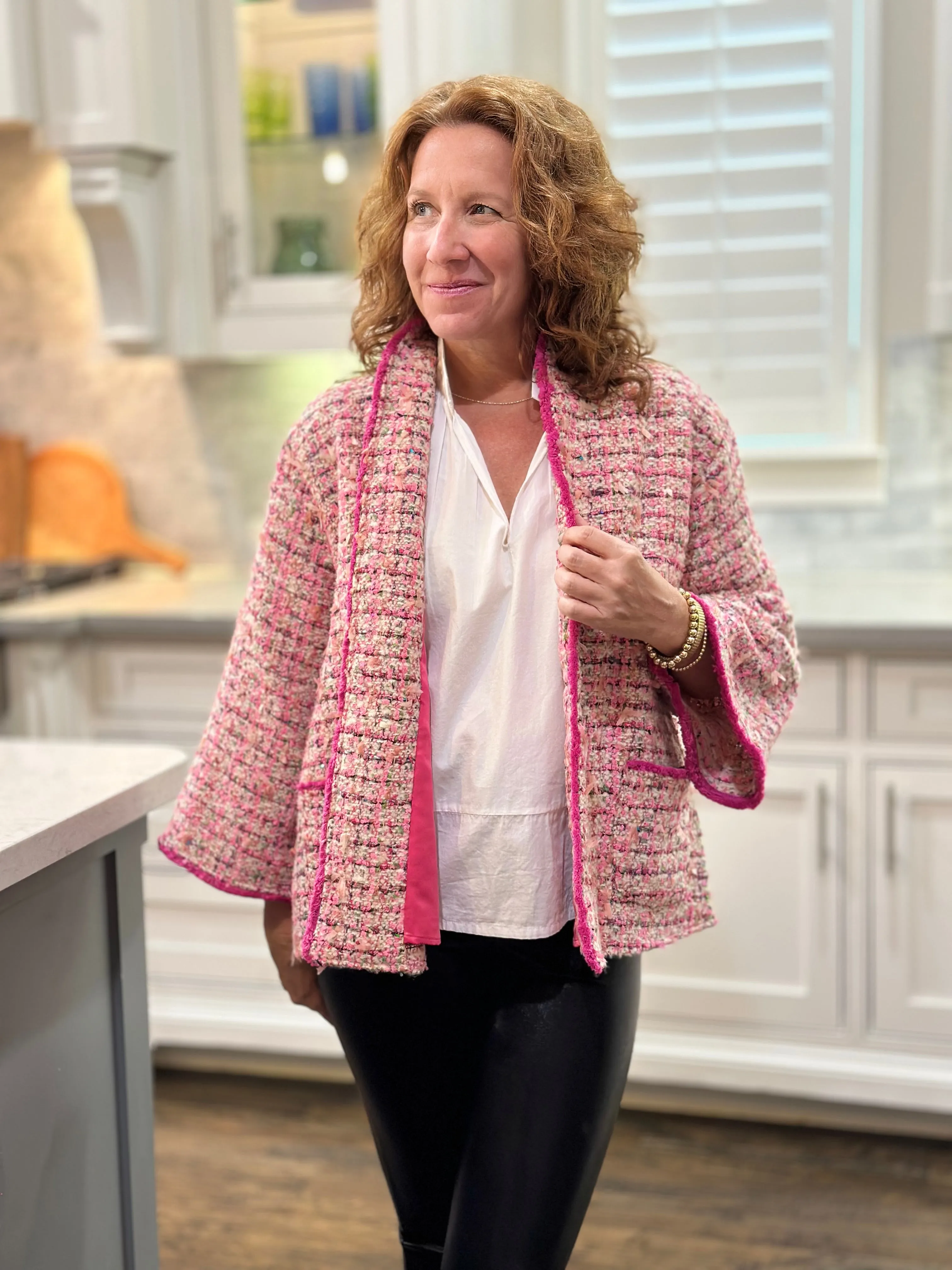 Caryn Lawn Bridget Tweed Jacket in Pink