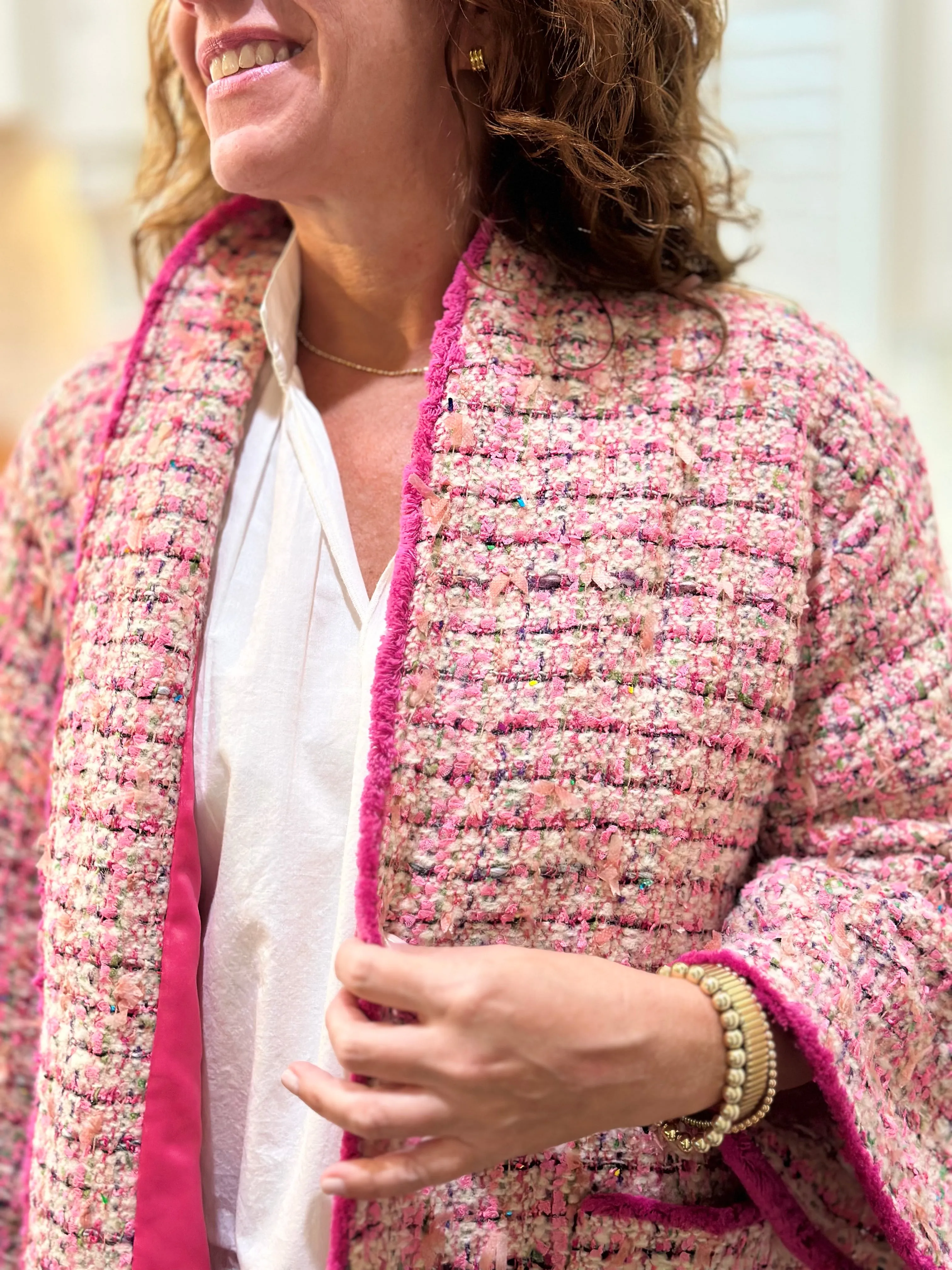 Caryn Lawn Bridget Tweed Jacket in Pink