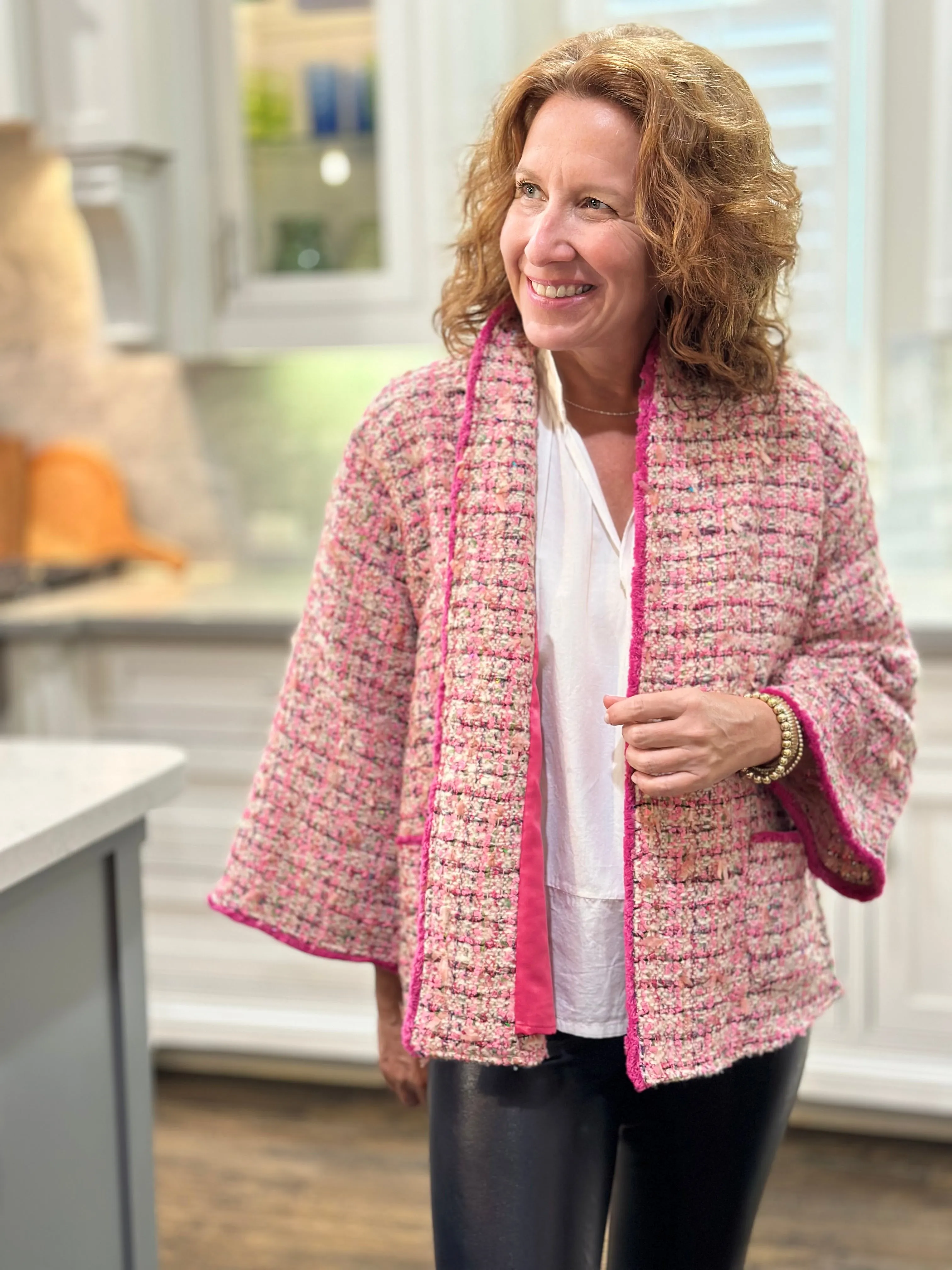 Caryn Lawn Bridget Tweed Jacket in Pink