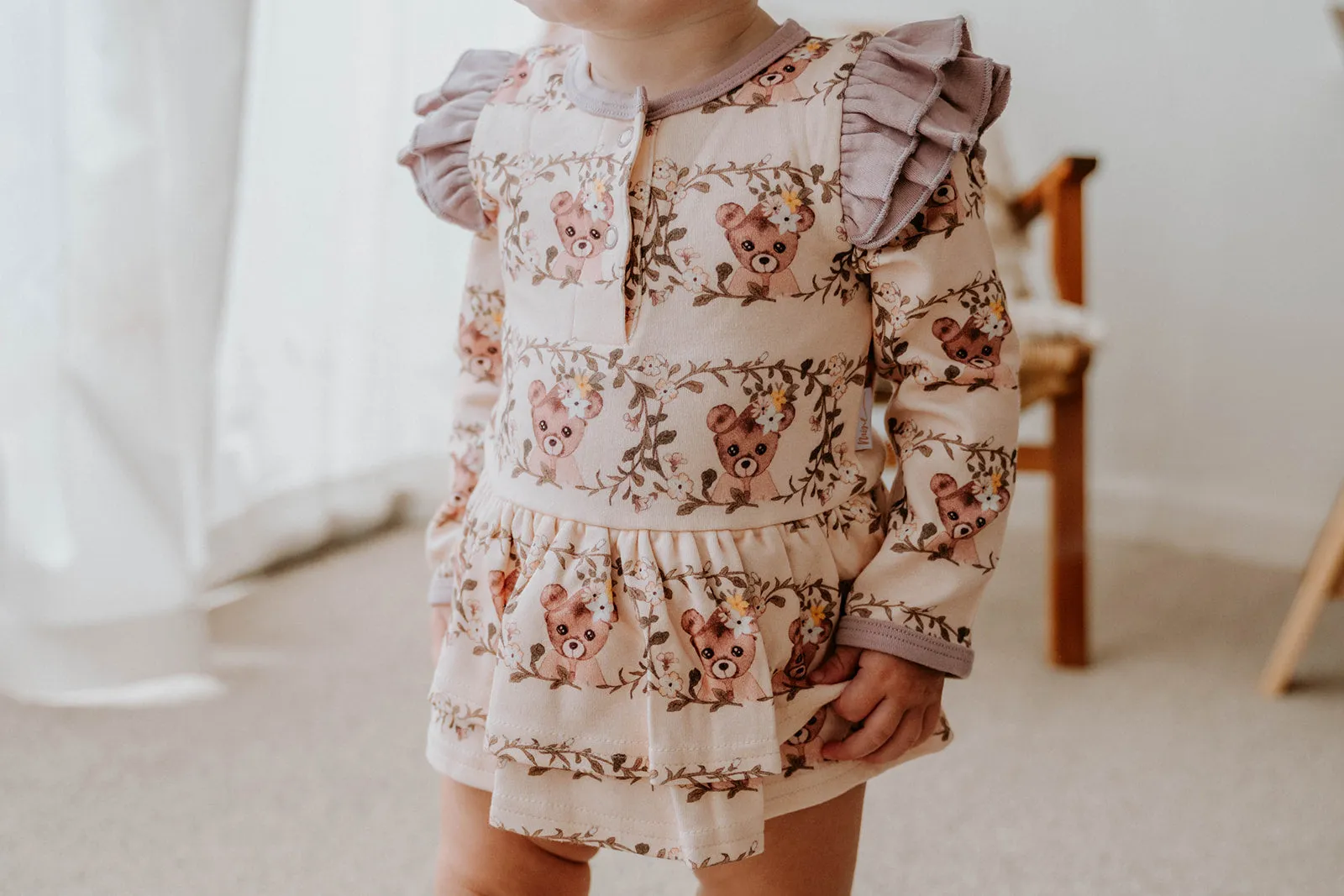 CHILD OF MINE ONESIE FLUTTER DRESS - VINTAGE TEDDIES