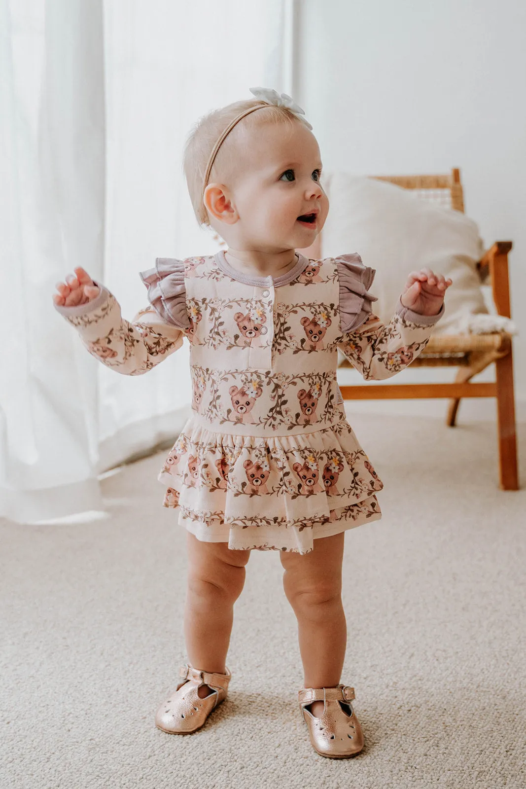 CHILD OF MINE ONESIE FLUTTER DRESS - VINTAGE TEDDIES