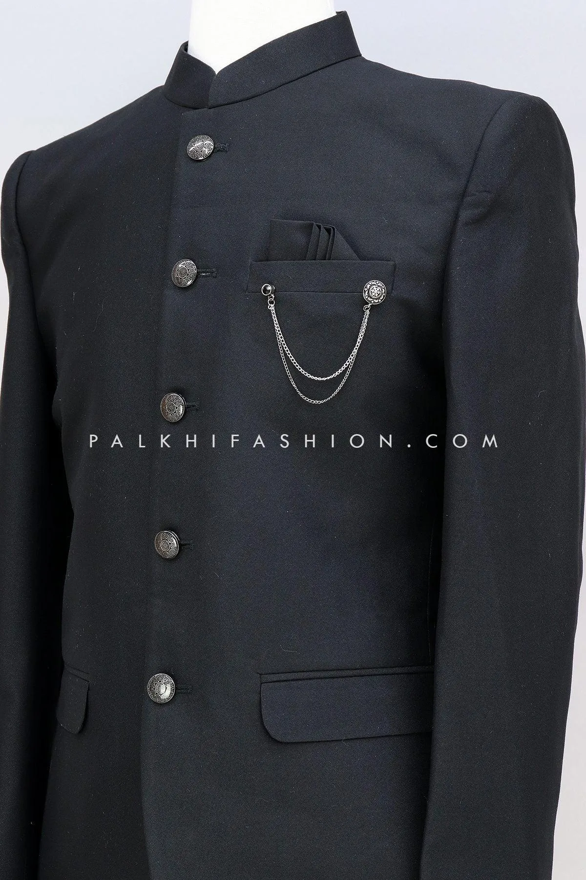 Classic Black Silk Jodhpuri Suit From Palkhi Fashion