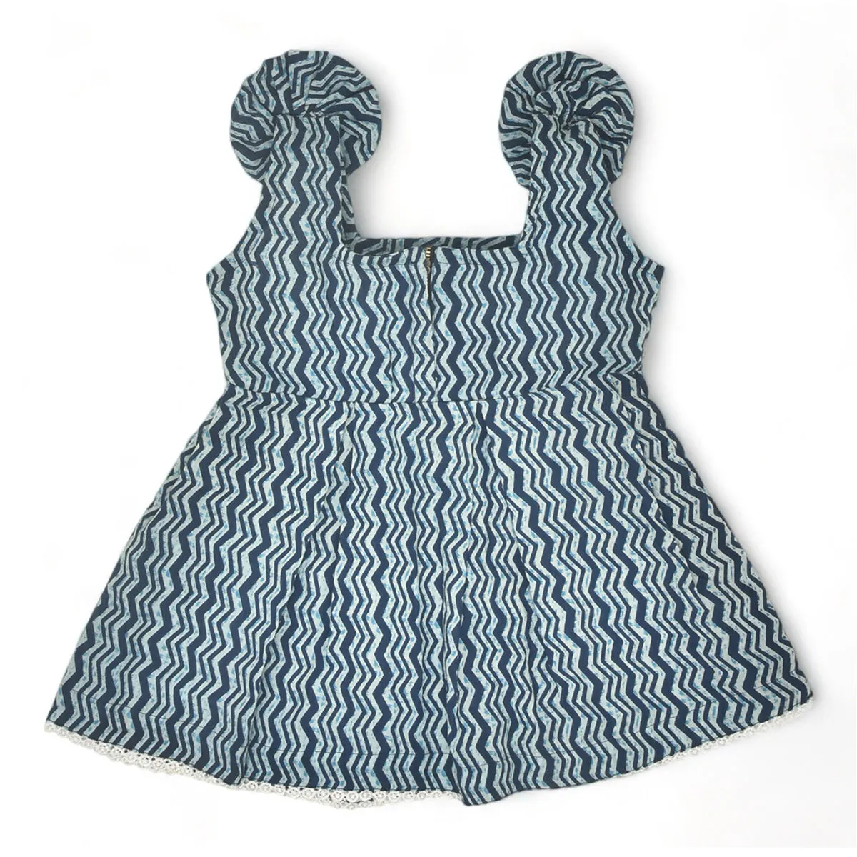 Cotton Baby Girl Dress | Waves Design | Indigo Blue