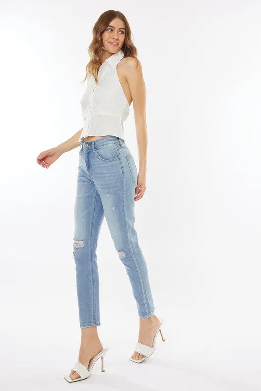 Distressed Light Wash Denim