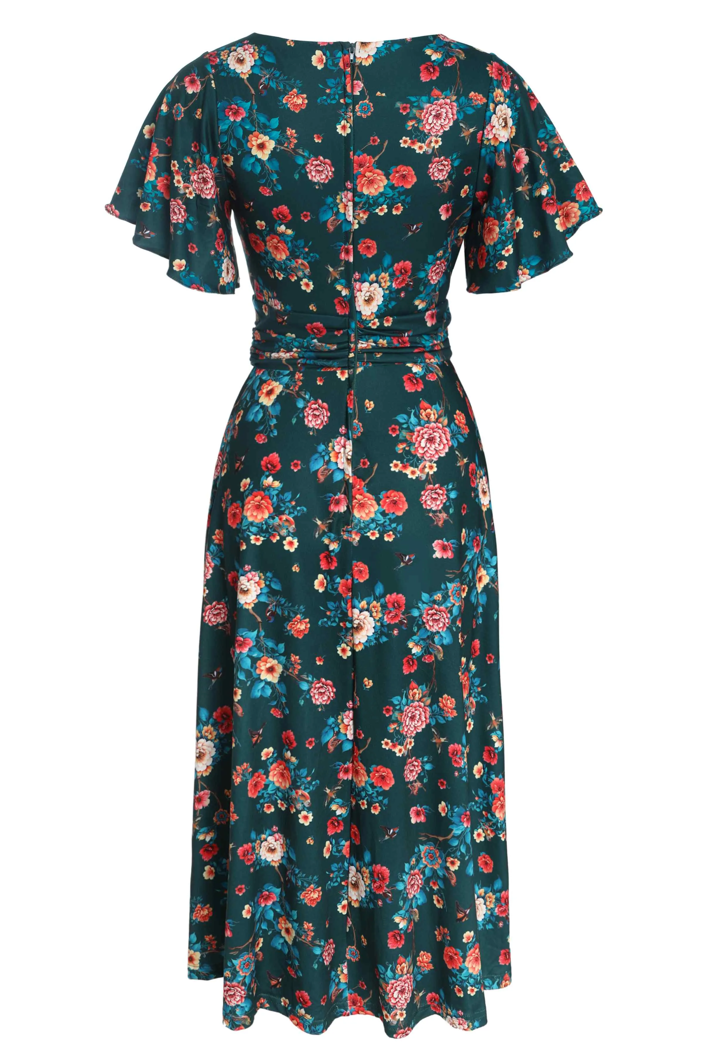 Donna Green Vintage Floral Crossover Bust Dress