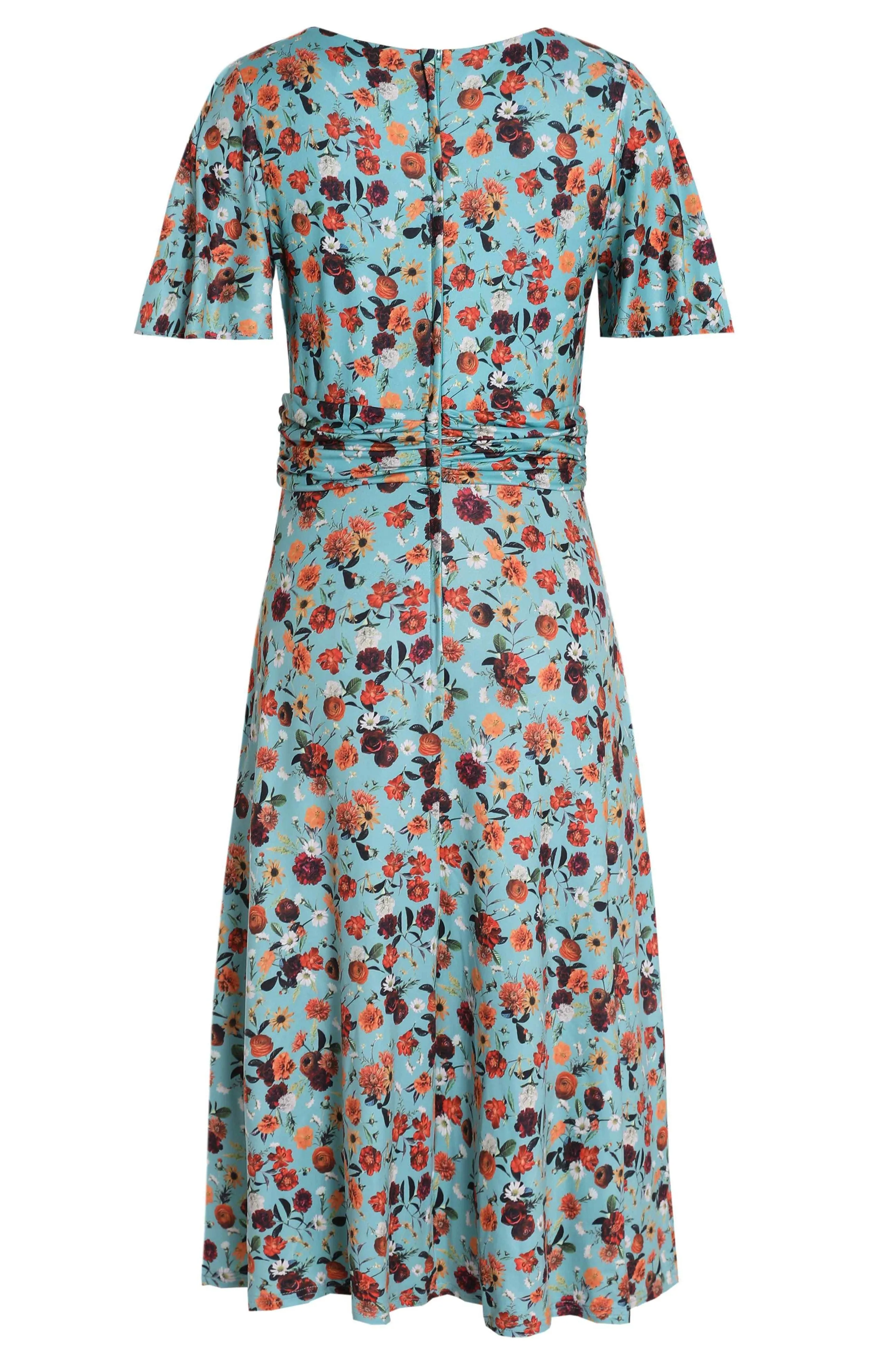 Donna Light Blue Carnation Tea Dress