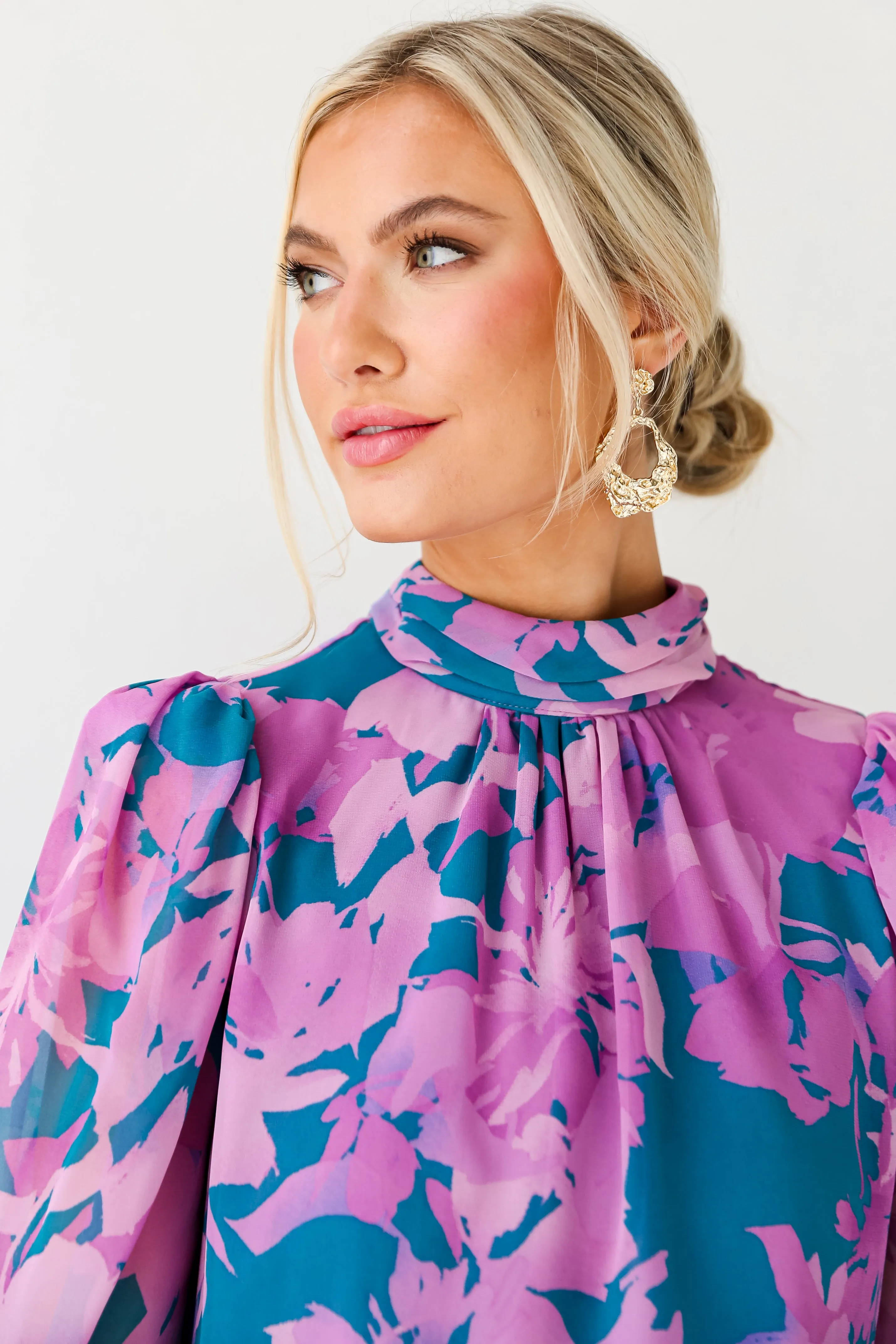 FINAL SALE - Beautiful Entrance Teal Floral Blouse