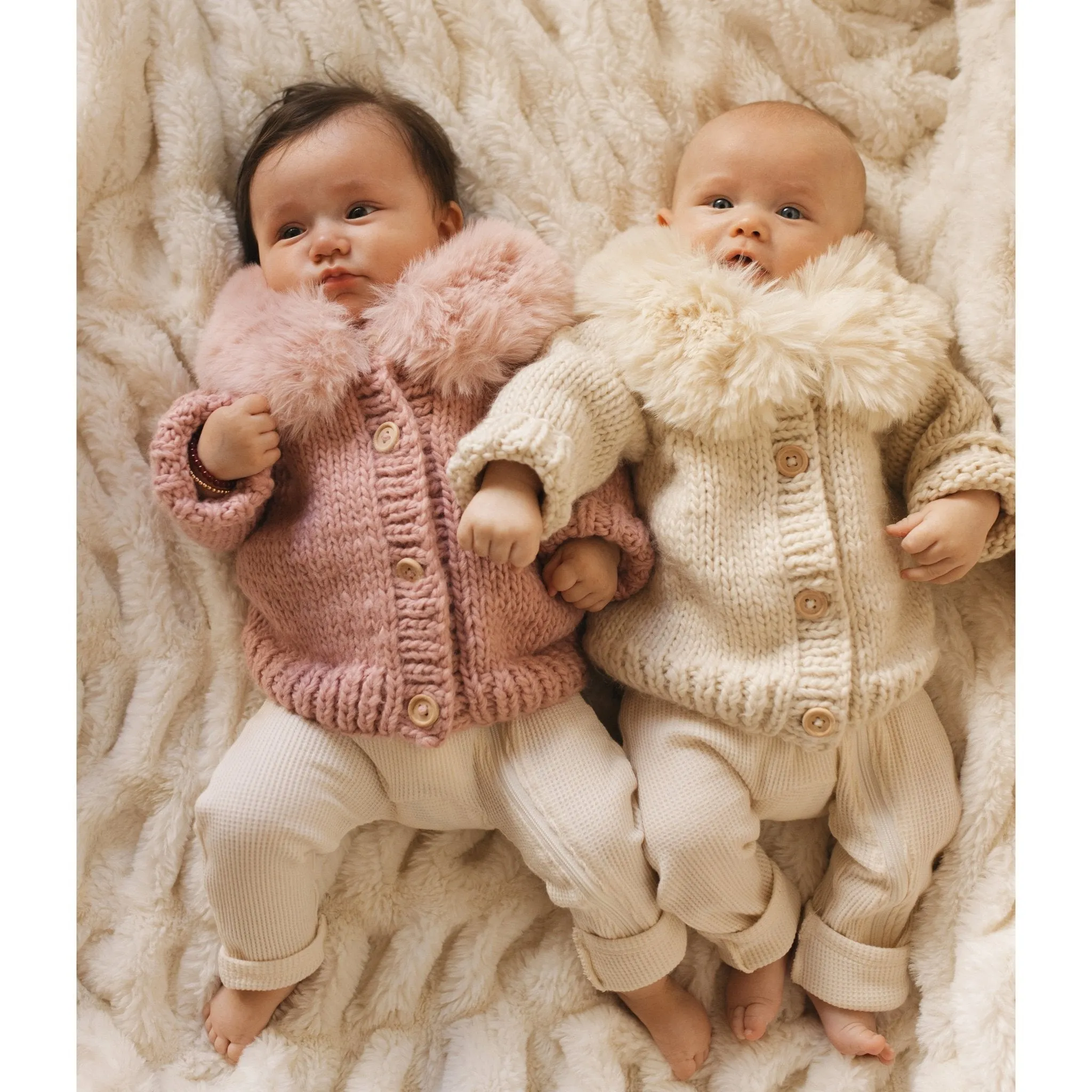 Fur Collar Natural Cardigan Sweater for Baby & Toddler