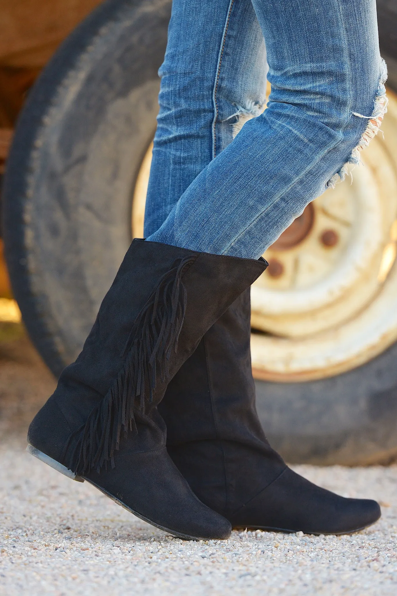 In The Fringe Zone Boots - Black