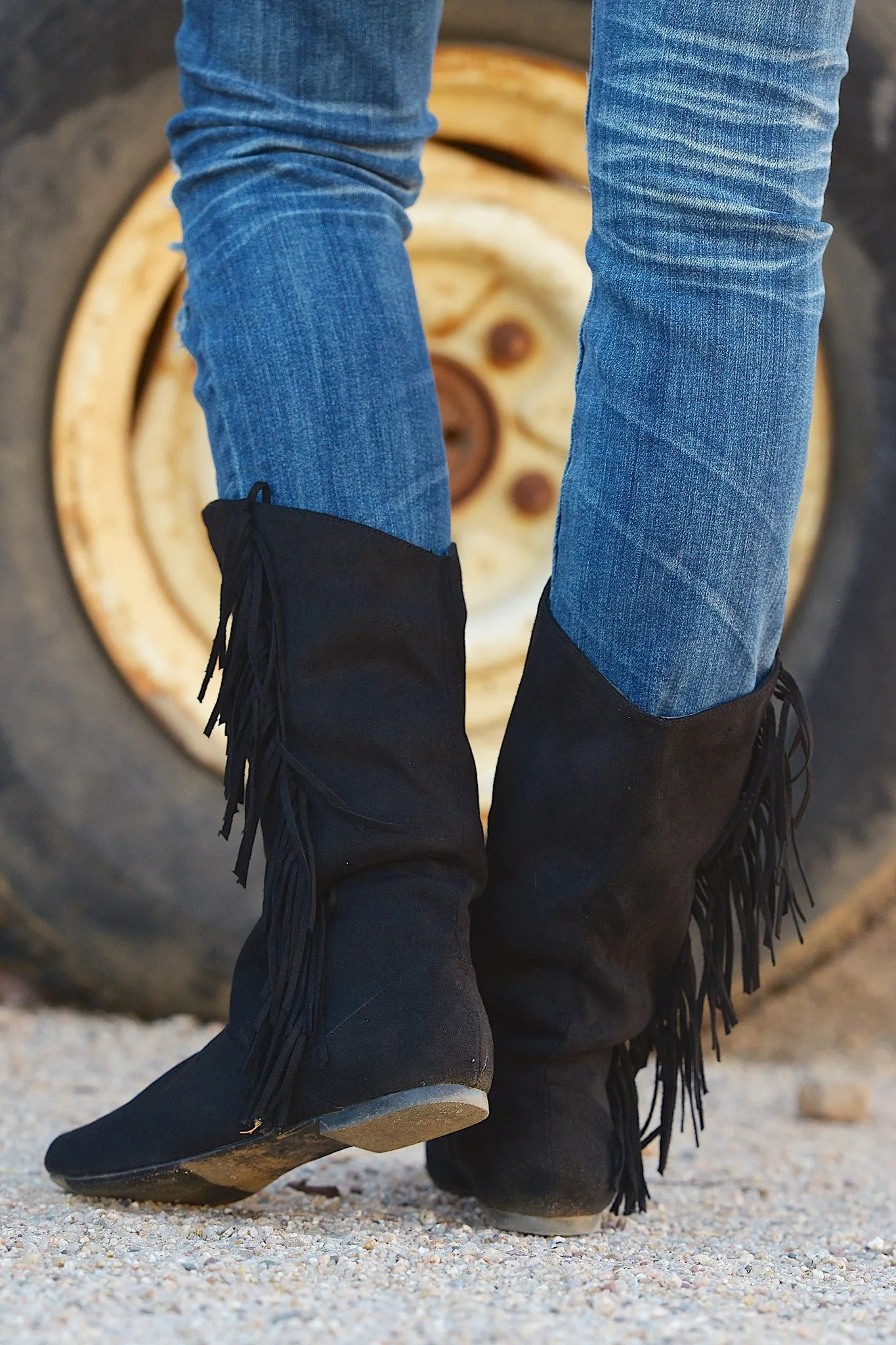 In The Fringe Zone Boots - Black