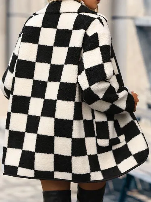 Kathy Black Checkered Button Coat