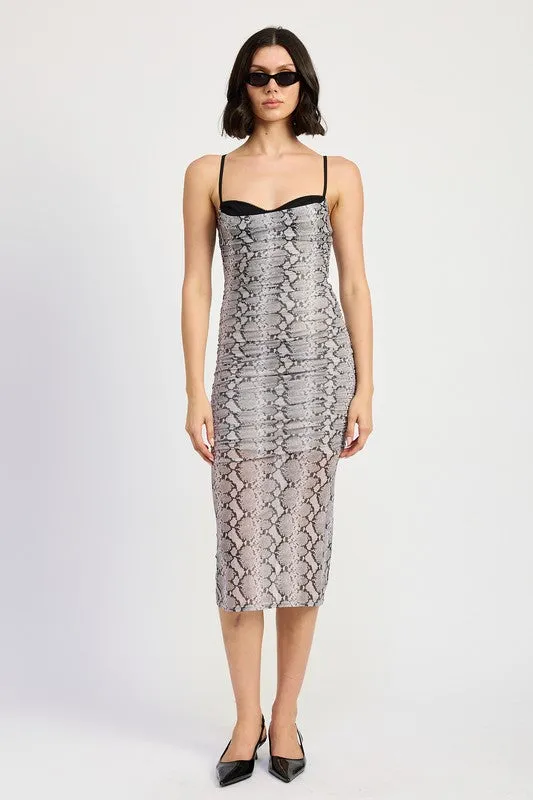 kesley RUCHED BODYCON MIDI DRESS