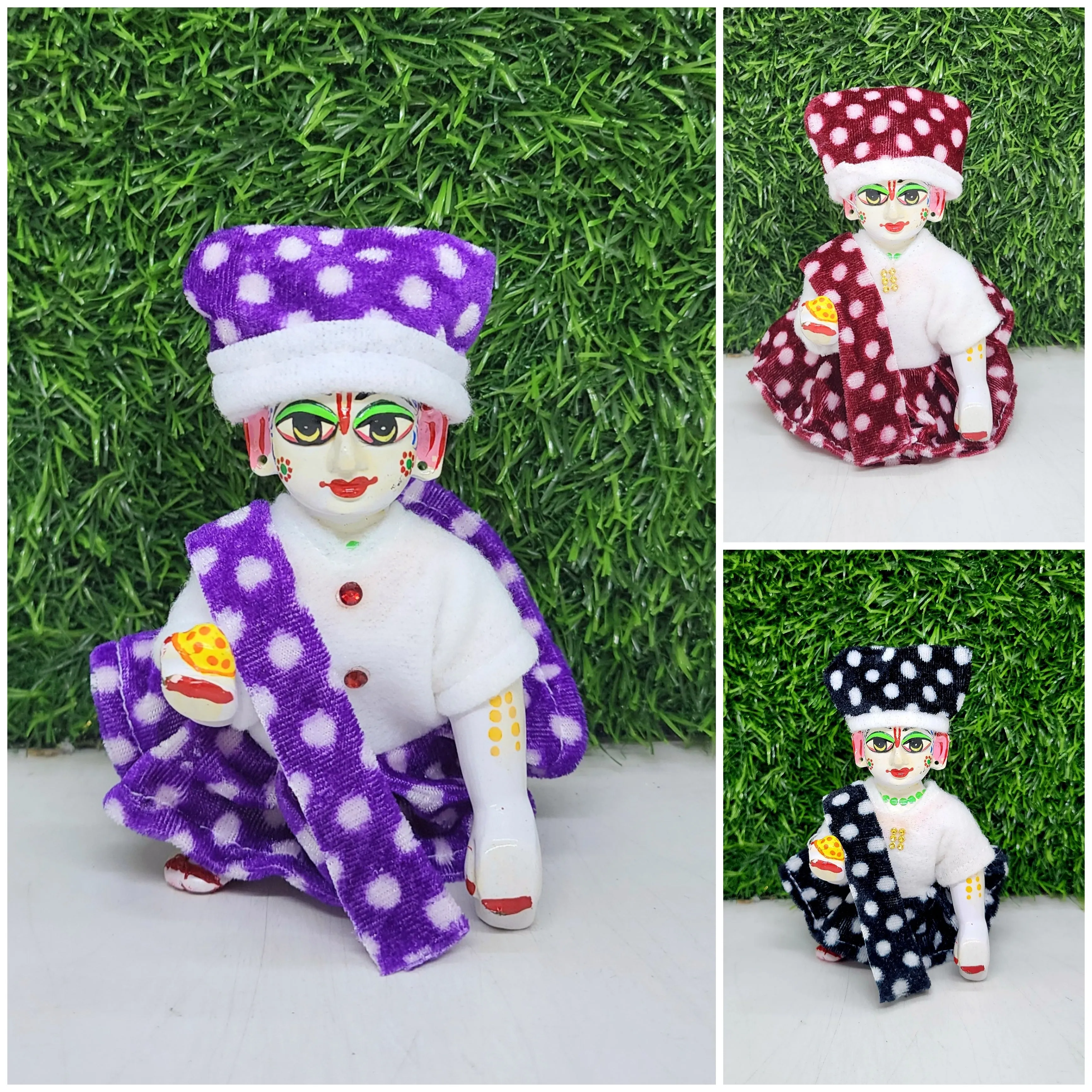 Laddu Gopal Winter Special Lehria Suit Pack of 3 [Random Color]