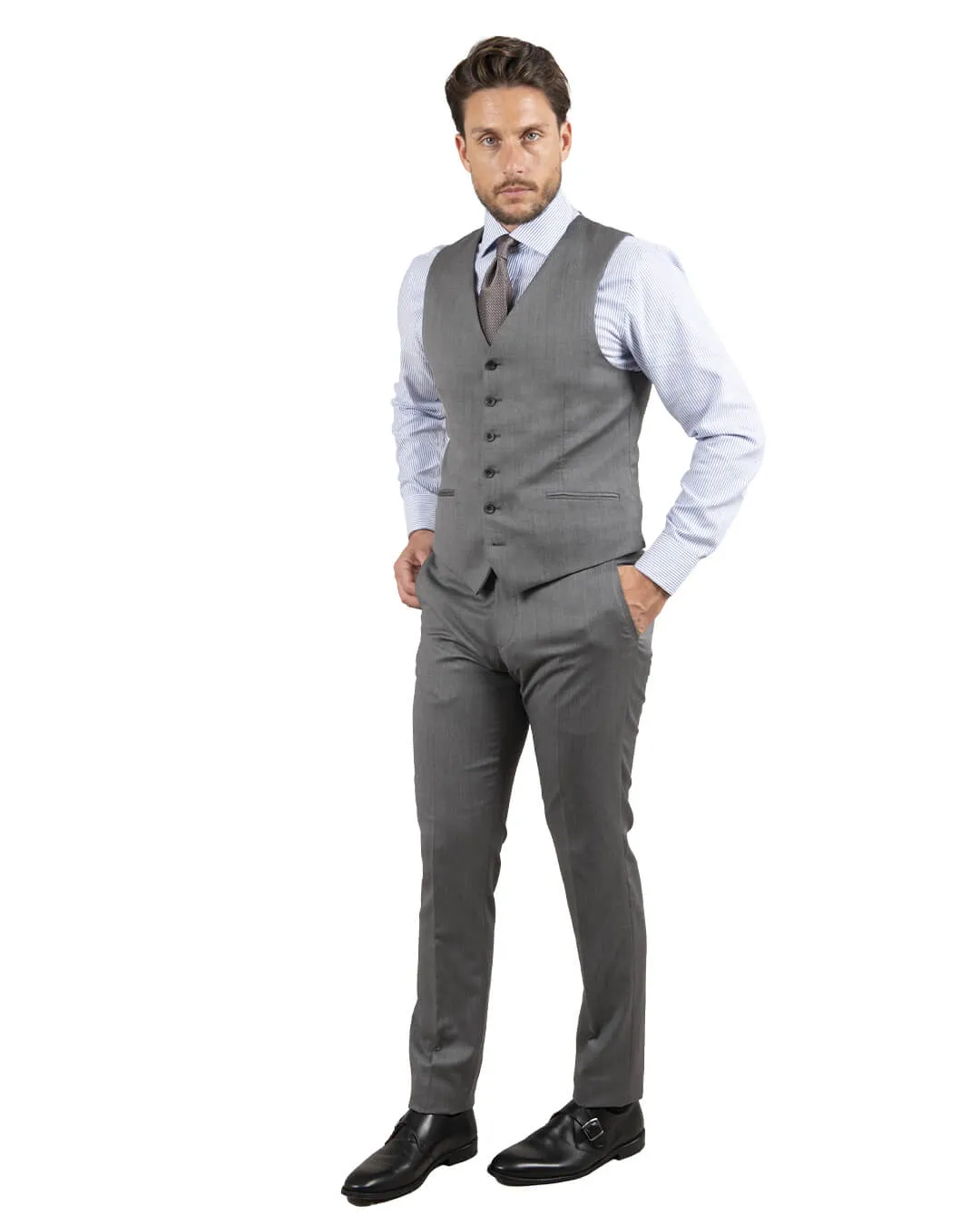 Lanificio F.lli Cerruti Light Grey Herringbone Waistcoat