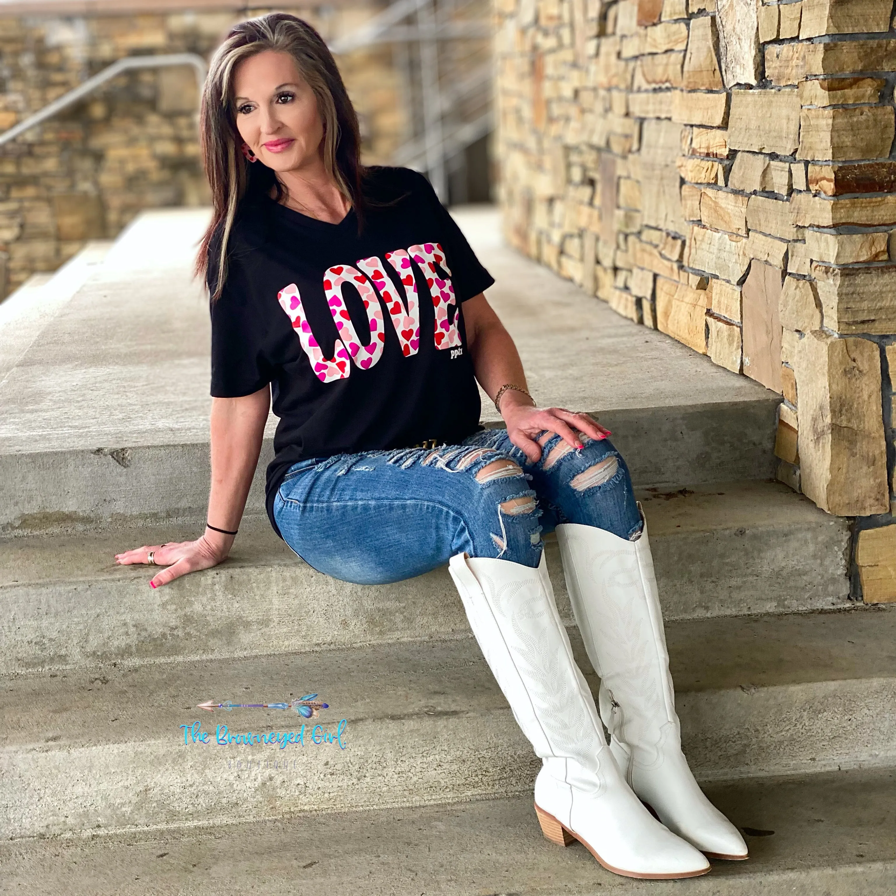 Love Is In The Air V-neck Heart Tee