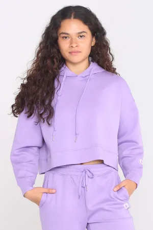 Oversized Dropped Shoulder Cropped Fleece Hoodie Sportswear