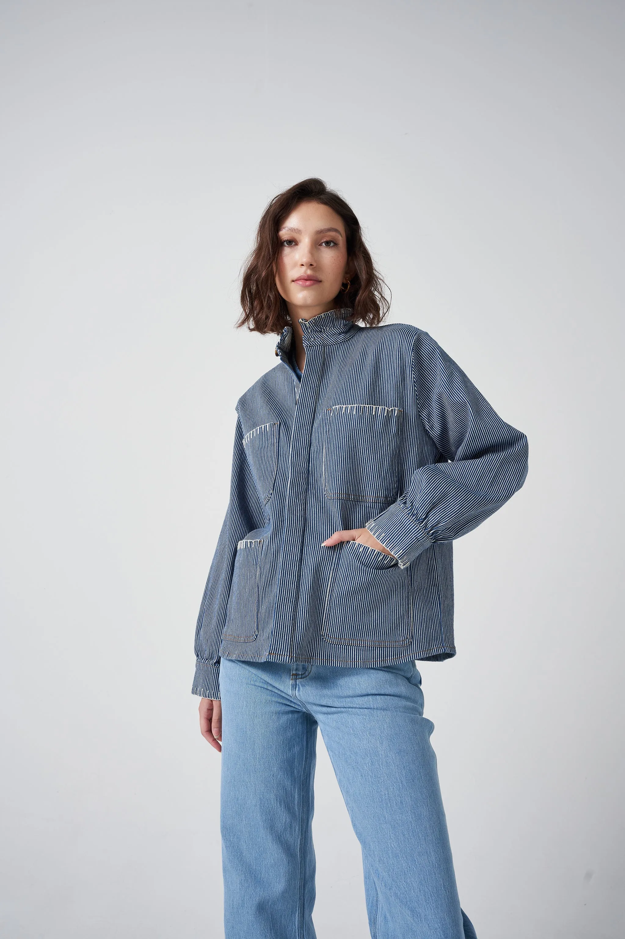 Pablo Jacket in Denim Stripe