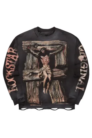 Panos Black Graphic Crewneck