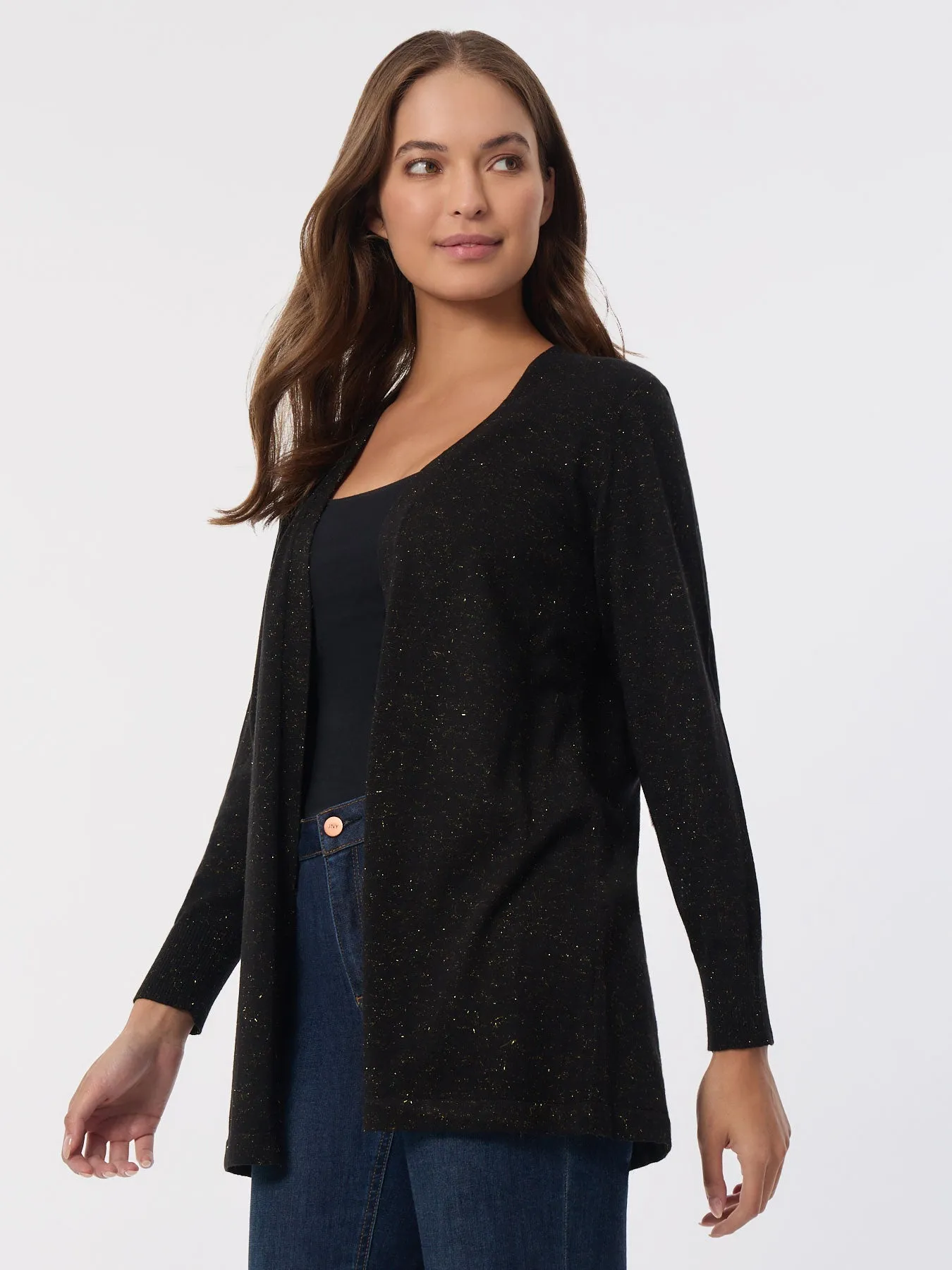 Petite Open Front Sparkle Cardigan