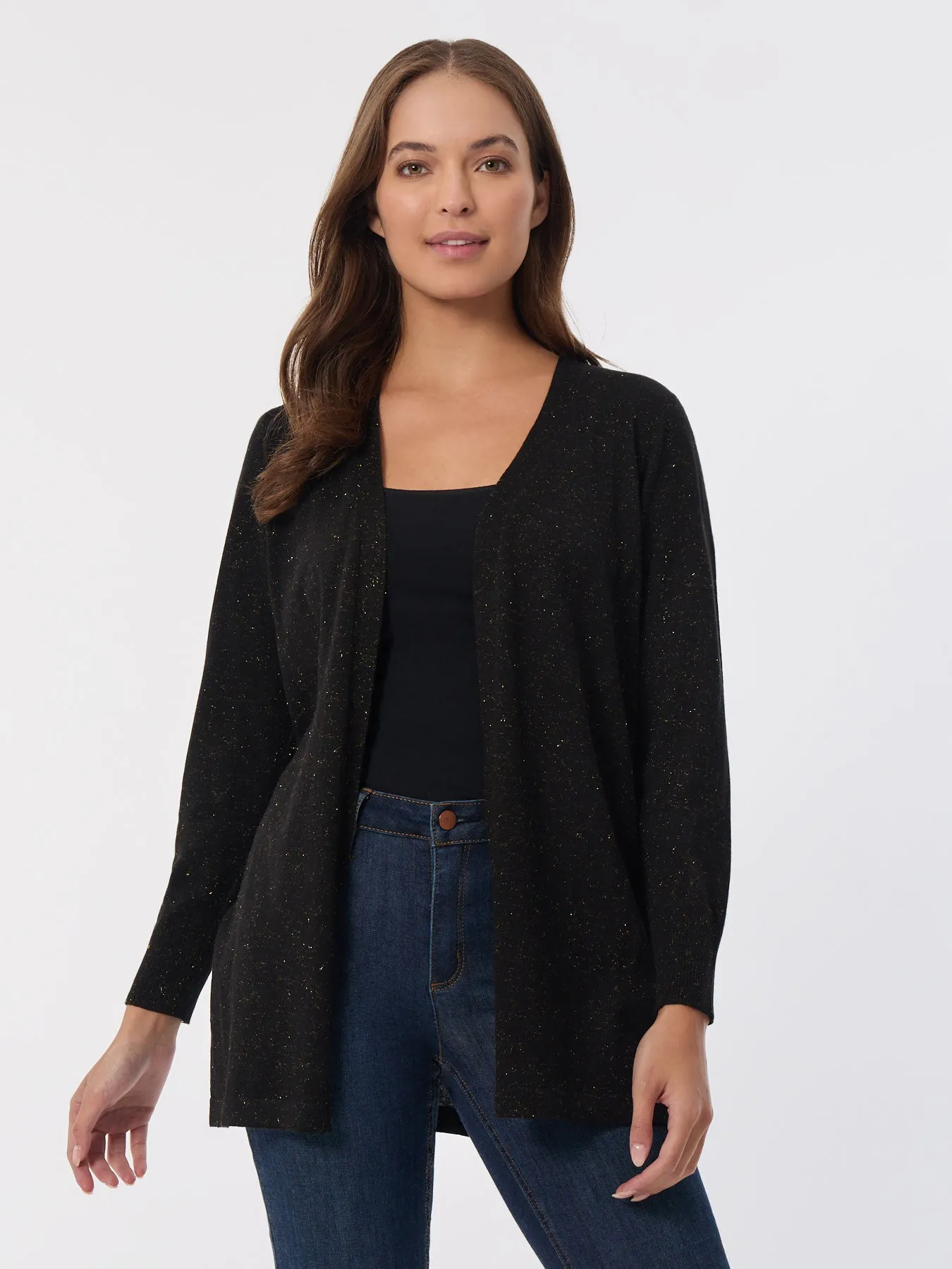 Petite Open Front Sparkle Cardigan