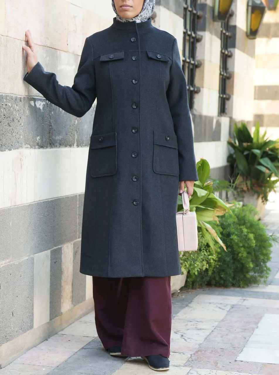 Pocketed Wool Coat