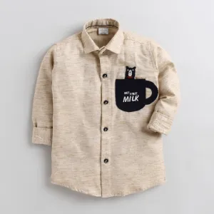 Polka Tots Full sleeve Cup Patch Shirt - Beige