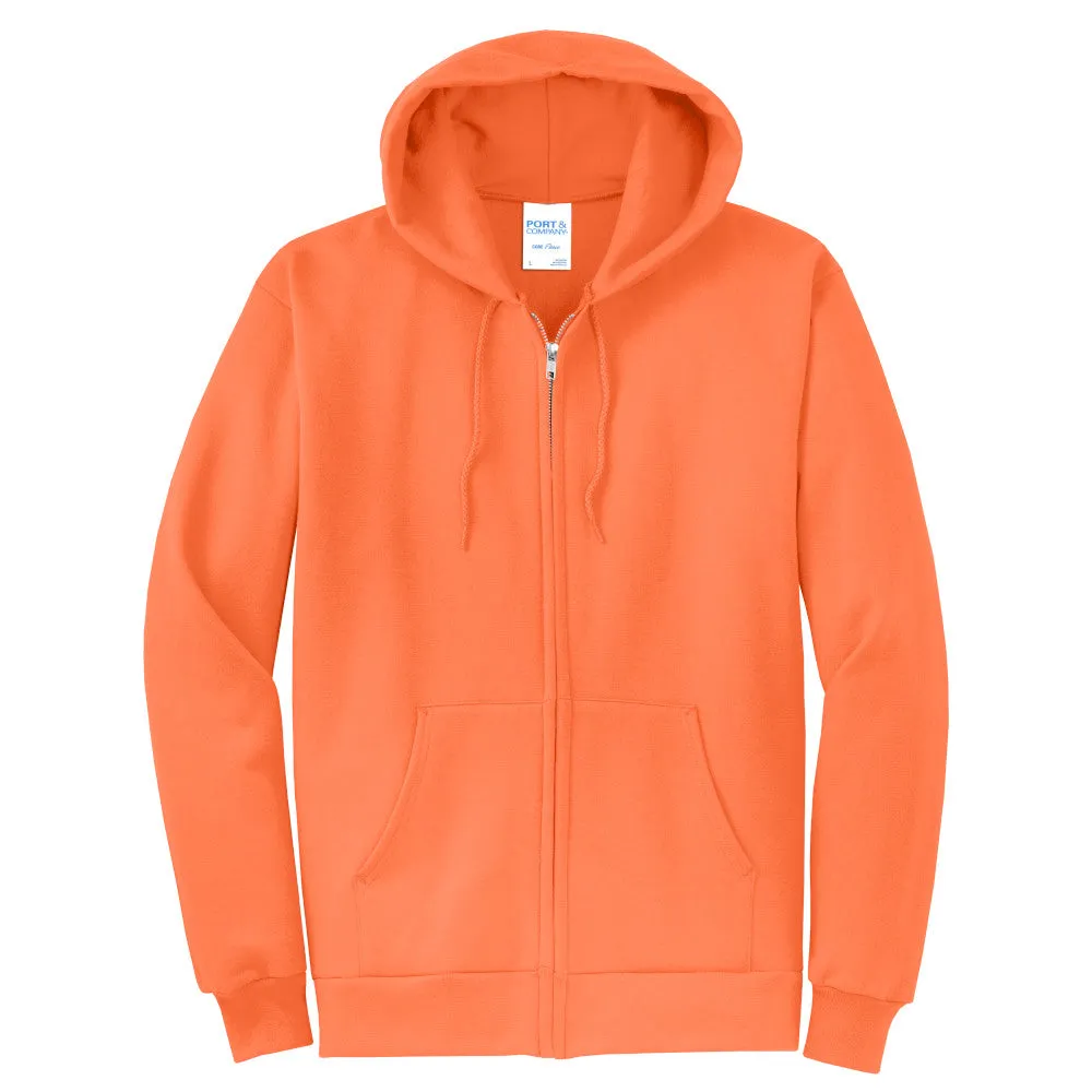 Port & Company® Core Fleece Full-Zip Hooded Sweatshirt - Orange