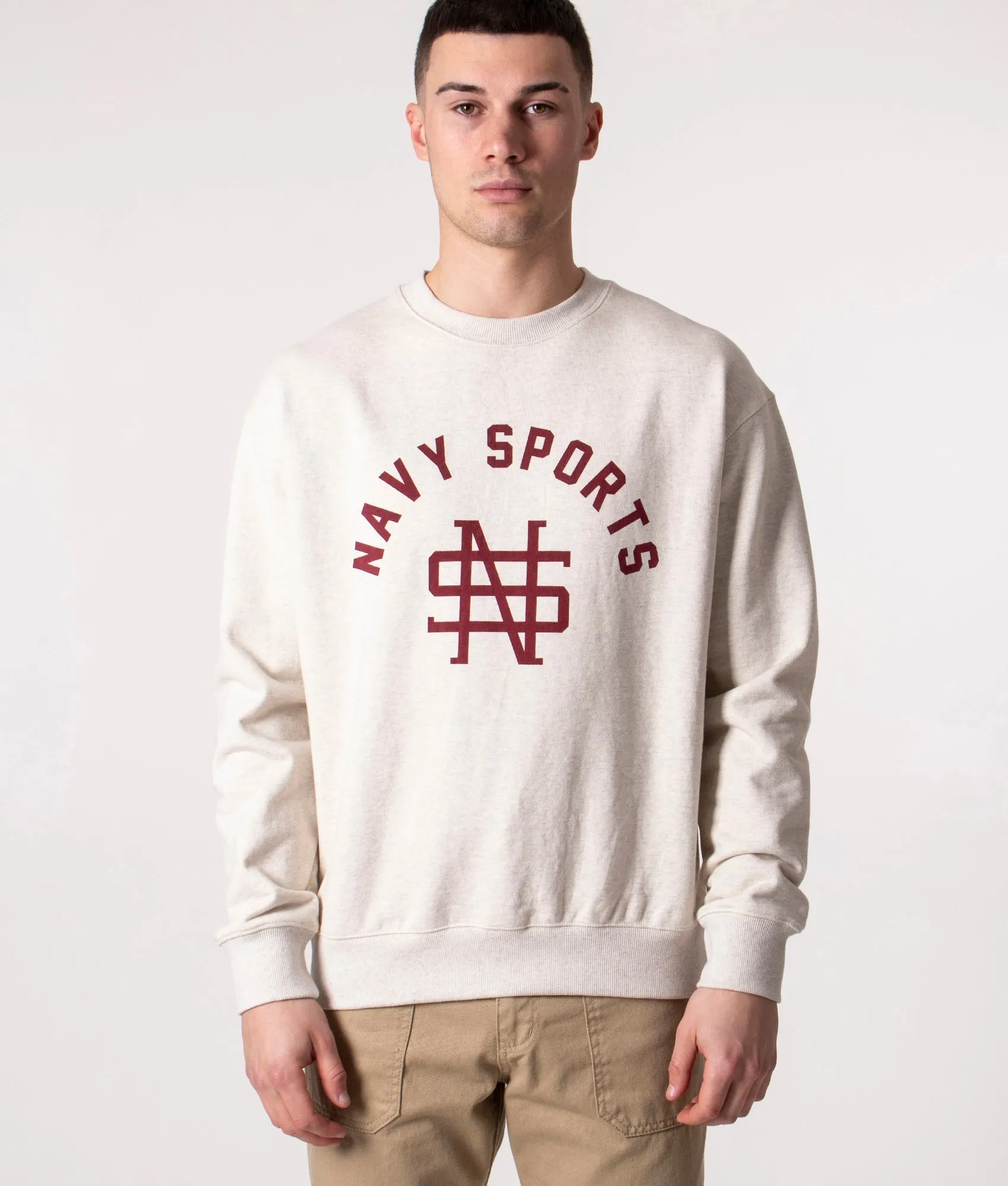 Relaxed Fit Navy Sports Logo Sweatshirt