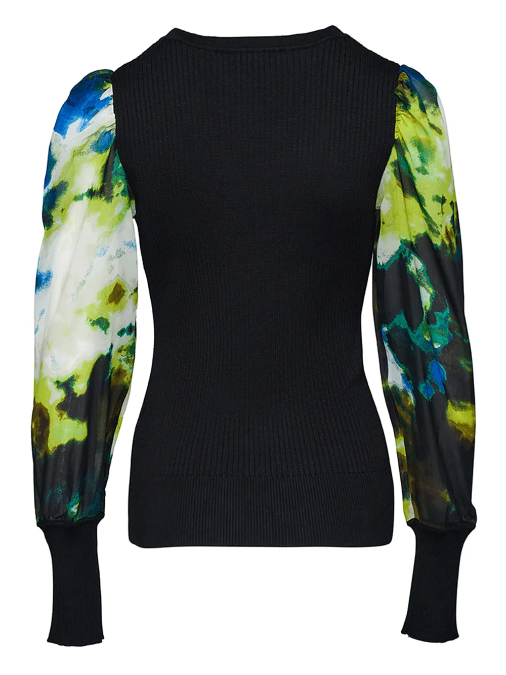 Ribbed Spun Rayon Nylon Printed Sweater