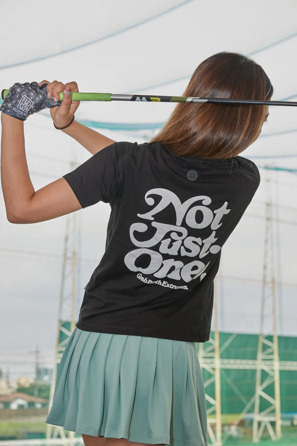 RUFFLOG CURSIVE LOGO SKIRT LIGHT GREEN