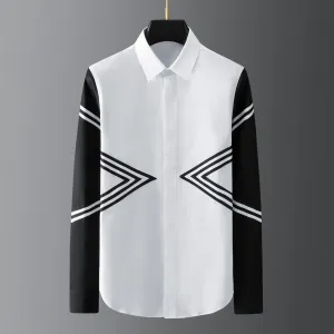 Sharp Lines Printed Two Tone Long Sleeve Shirt