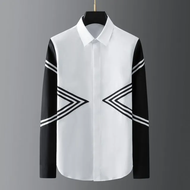 Sharp Lines Printed Two Tone Long Sleeve Shirt