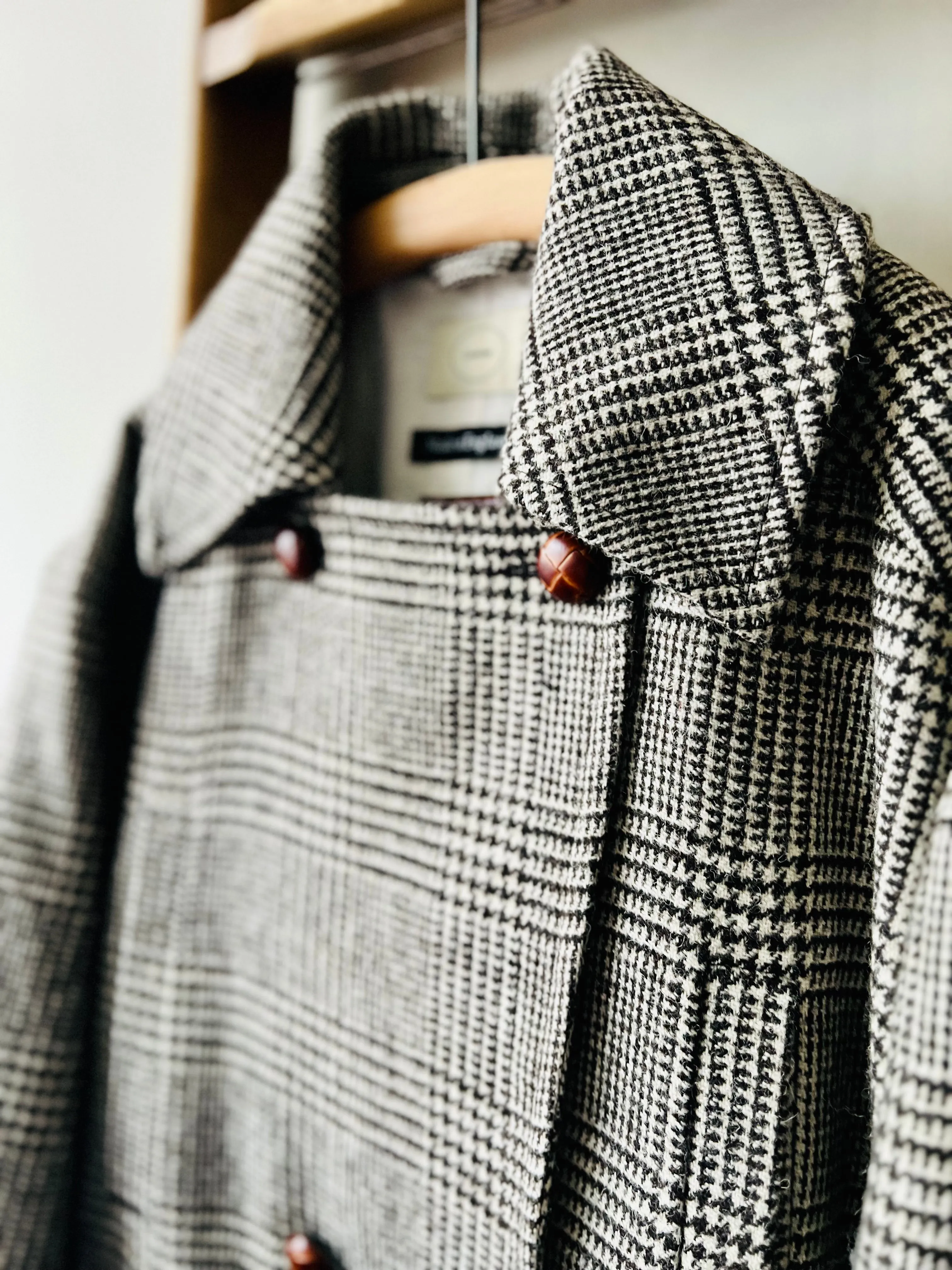 Shetland Wool Coat / Houndstooth