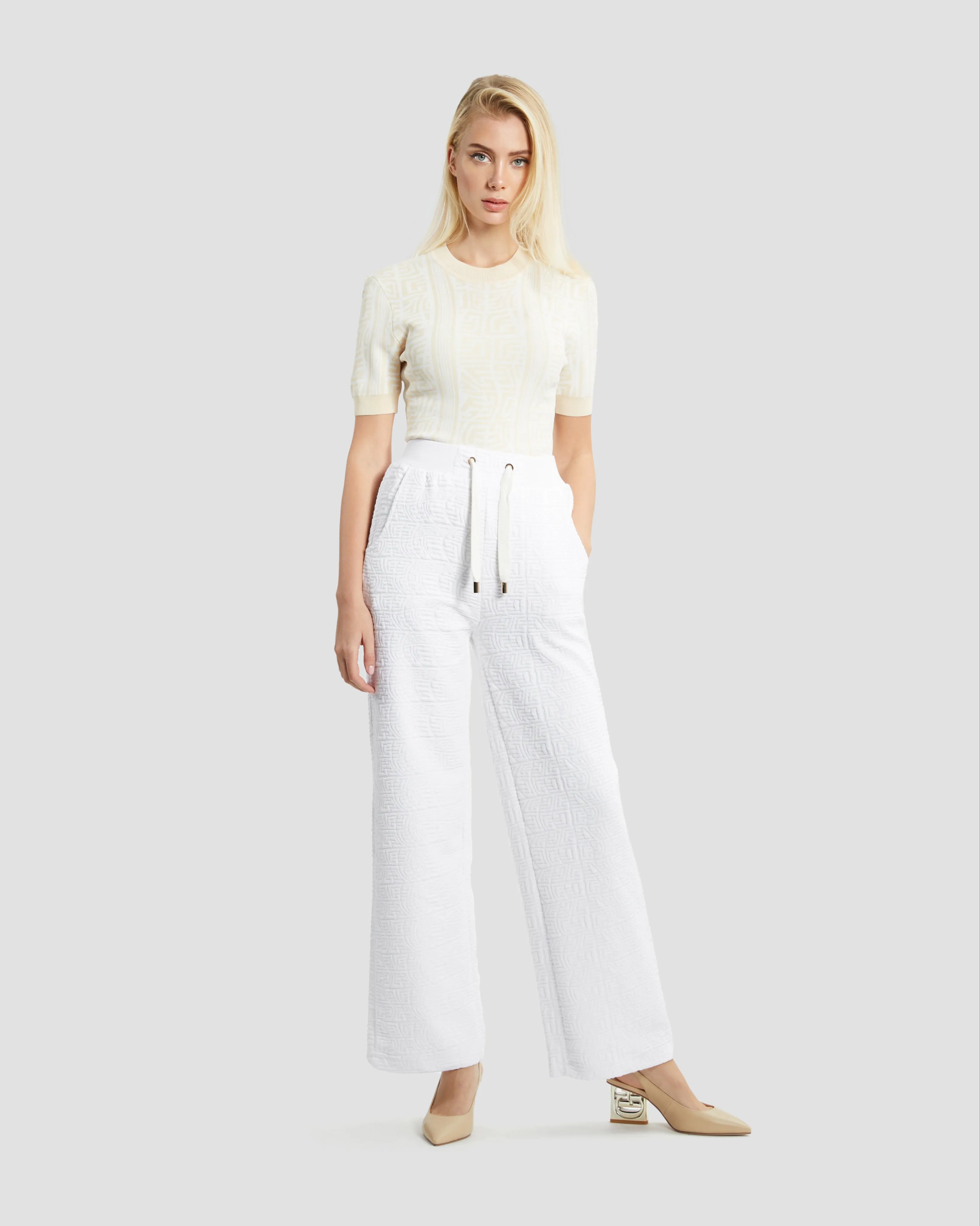 Textured Wide Leg Pants