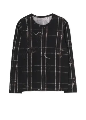 TWISTED CHECK ROUND NECK LONG SLEEVE