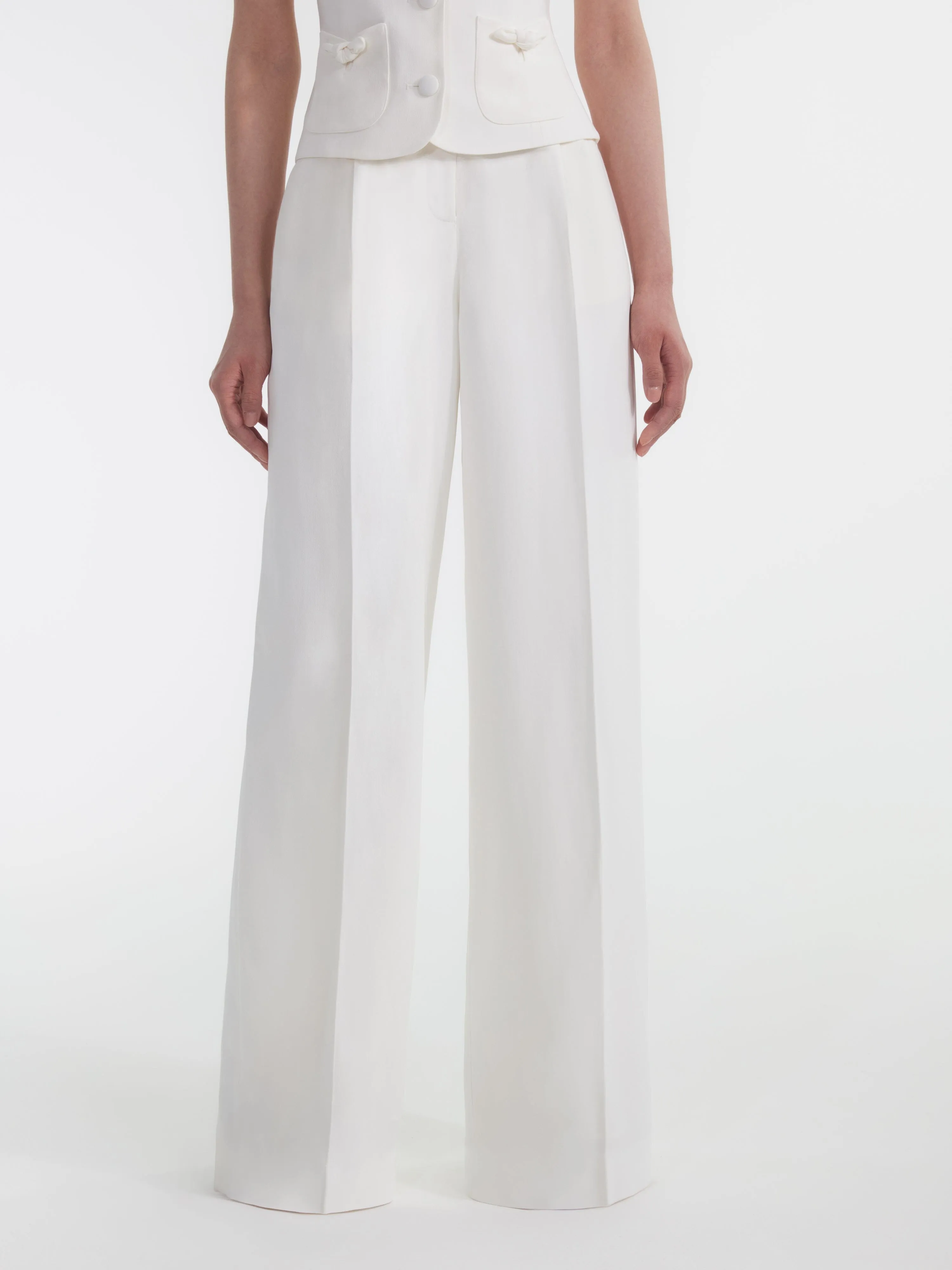 Wide Tailored Trouser in Ivory