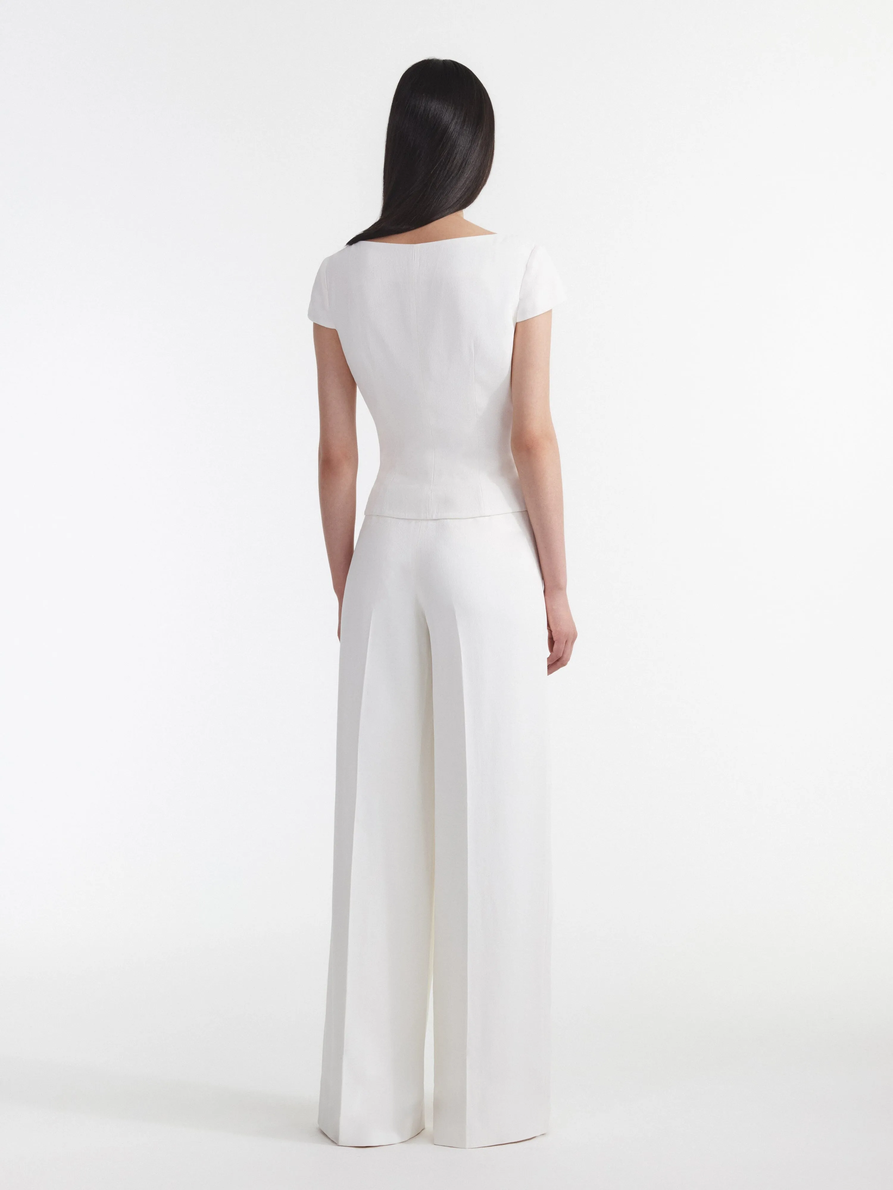 Wide Tailored Trouser in Ivory