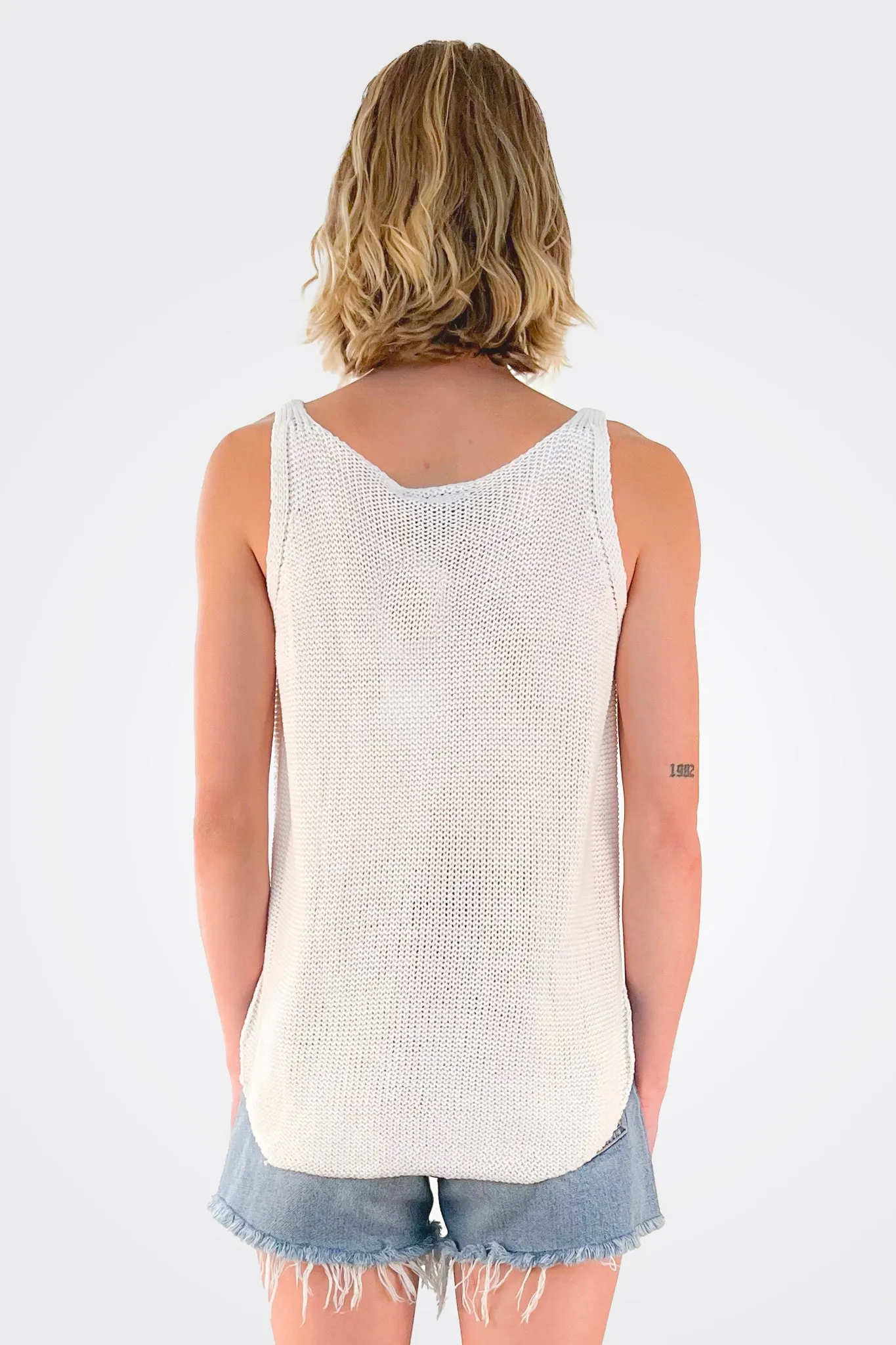 Willow V Neck Tank - White