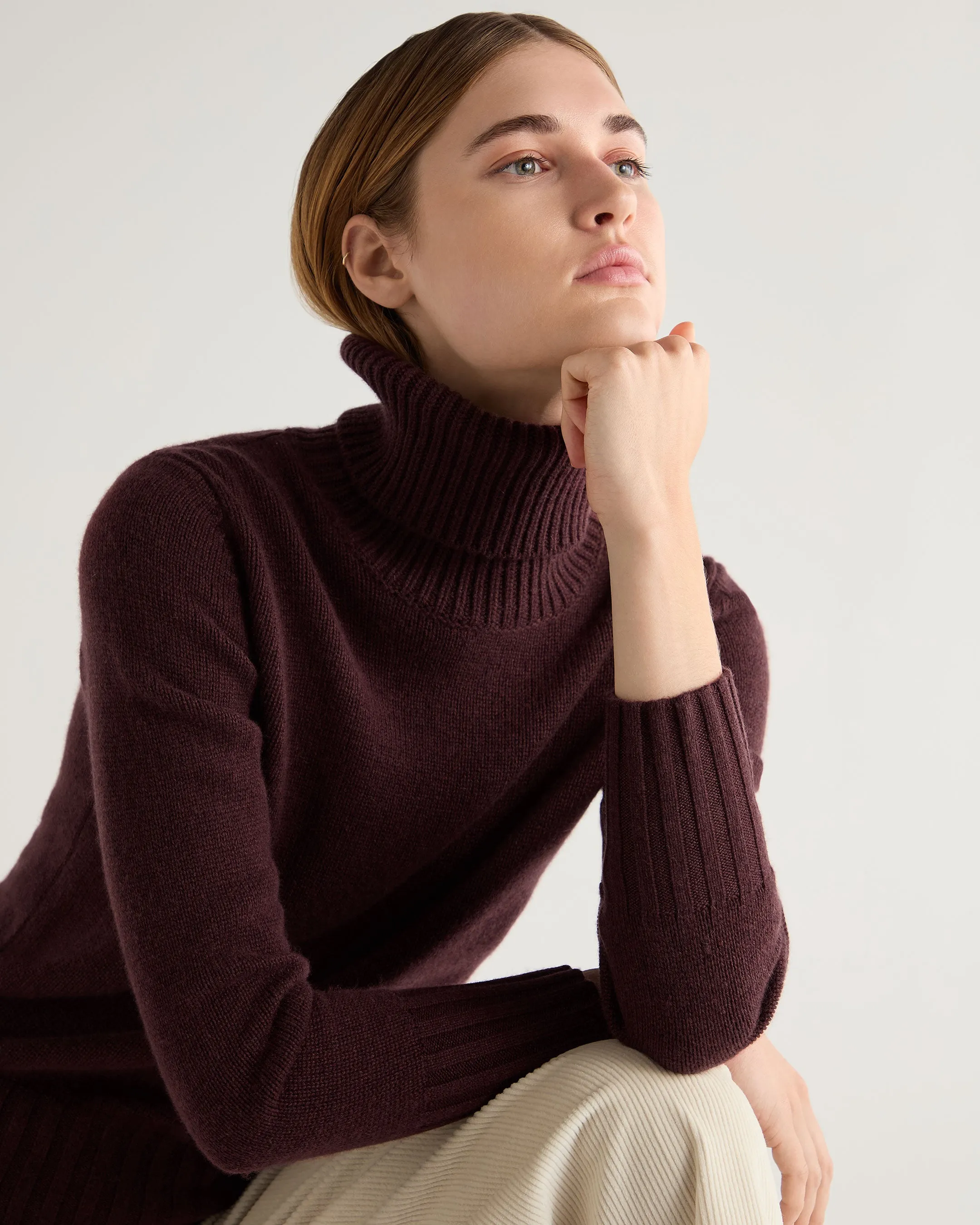 Women's Hazel Chunky Roll Neck Cashmere Jumper Claret Red