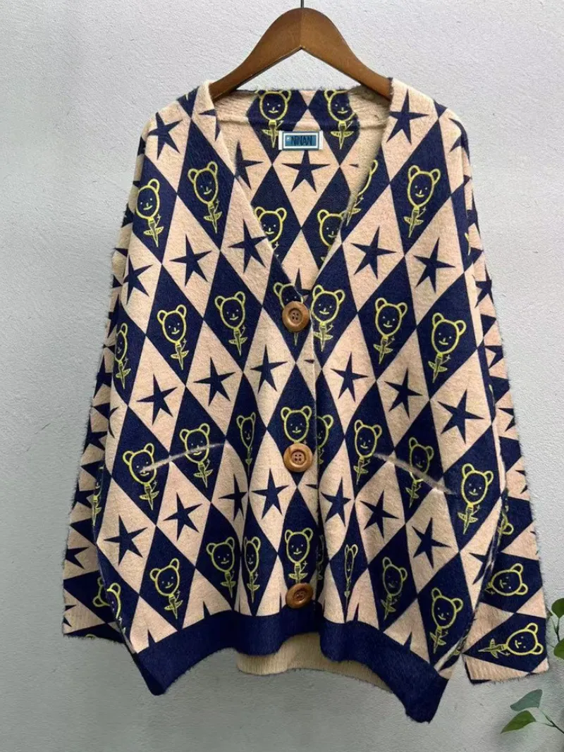 Women's Luxe Cashmere Elegance Stylish Printed Cardigan